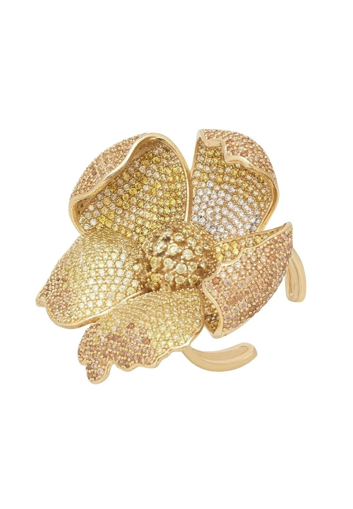Latelita Gold Poppy Flower Lemon Ring