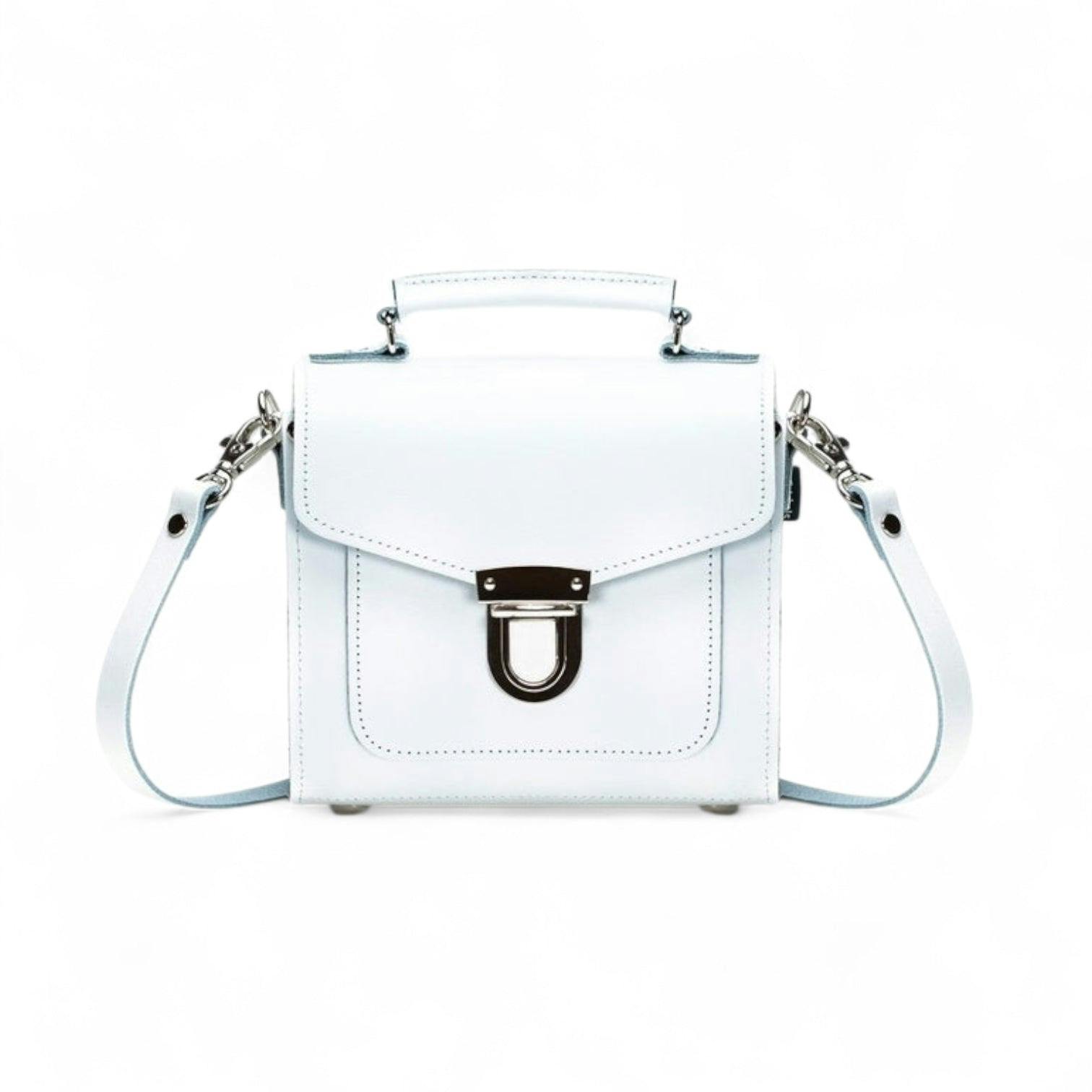 Zatchels White Handmade Leather Sugarcube Handbag - Plus