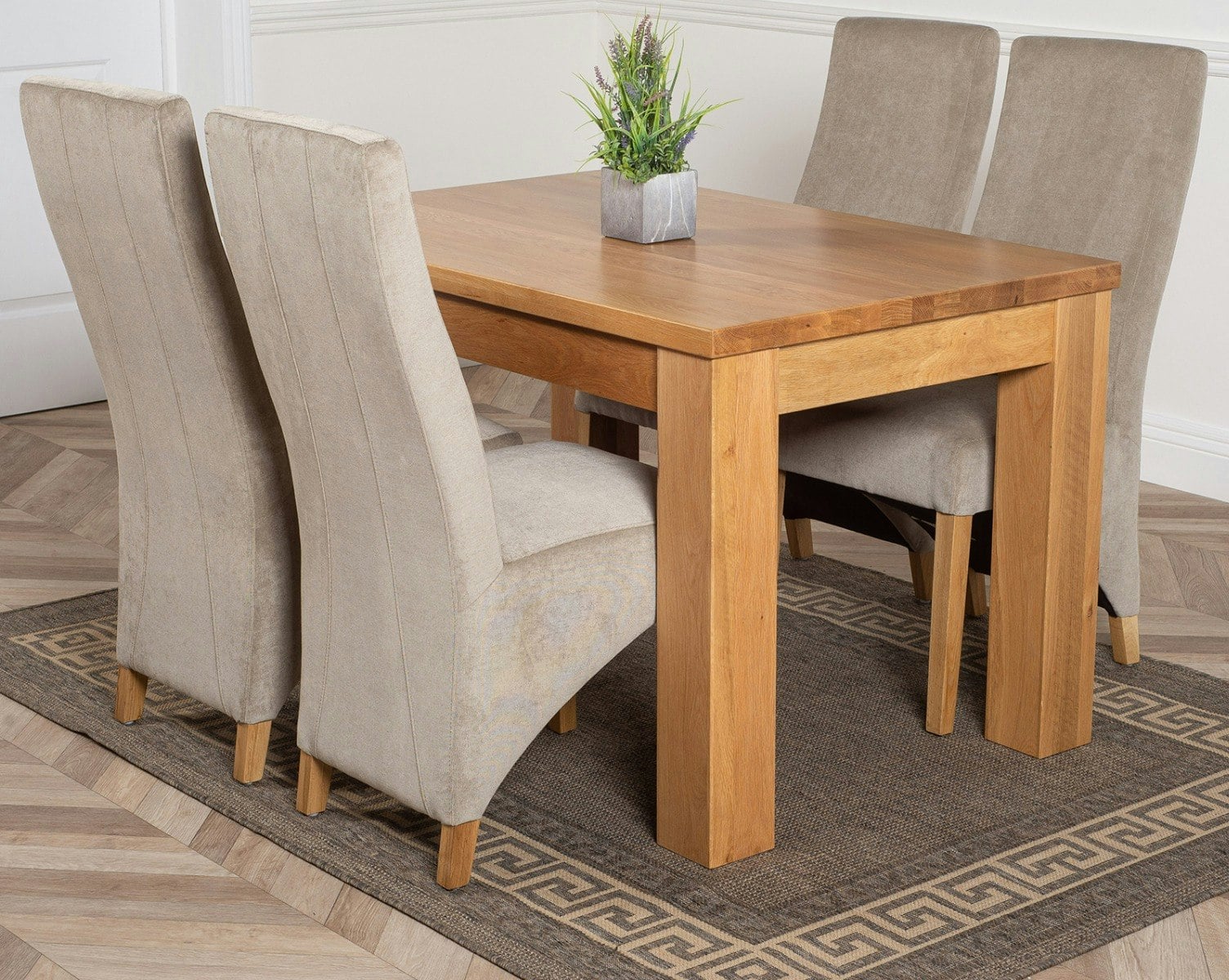 That's Furniture Grey Dakota Small Oak Dining Table With Lola Fabric Chairs - 4 Chairs