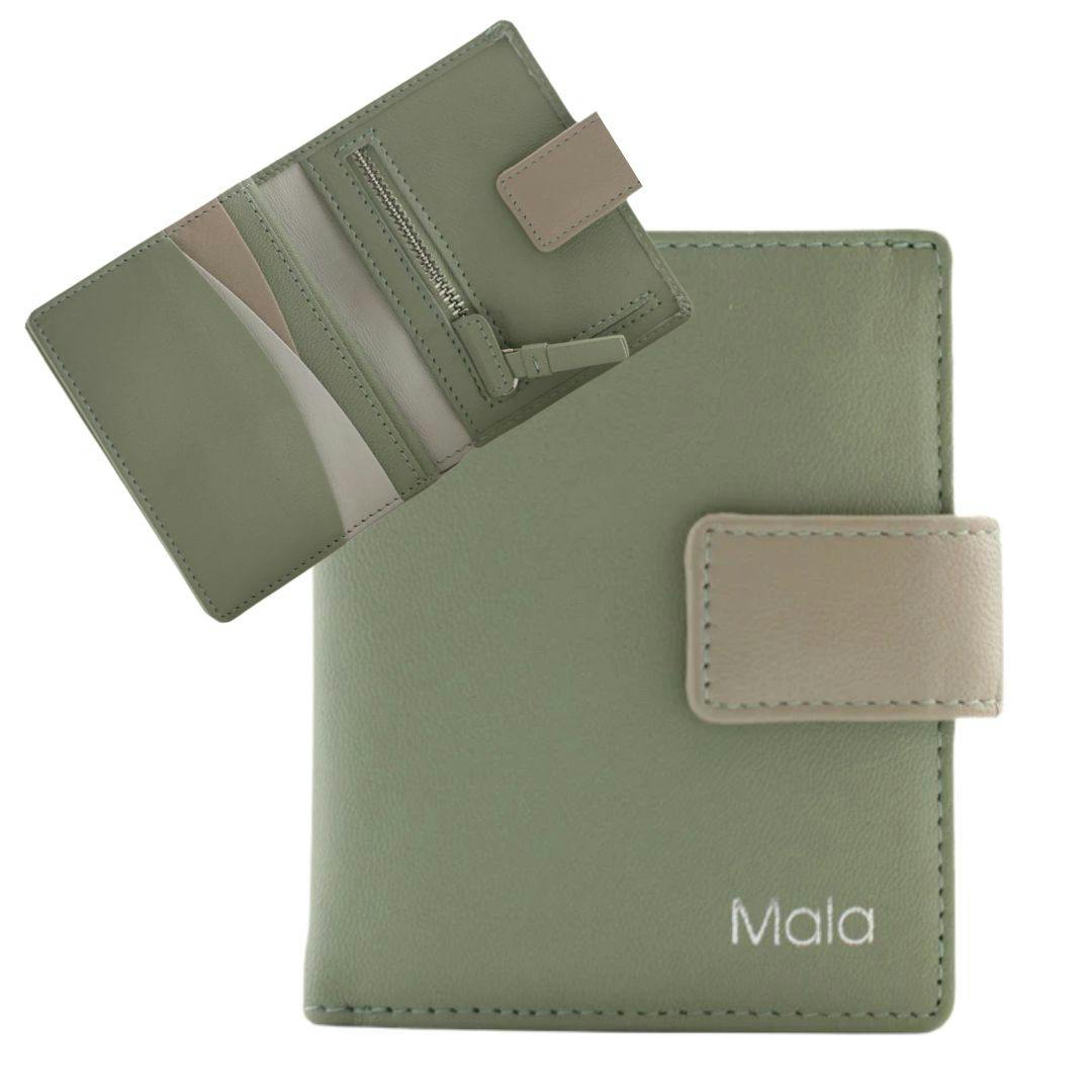 Mala Leather Green Kora Two-Tone Leather Small Tab Purse