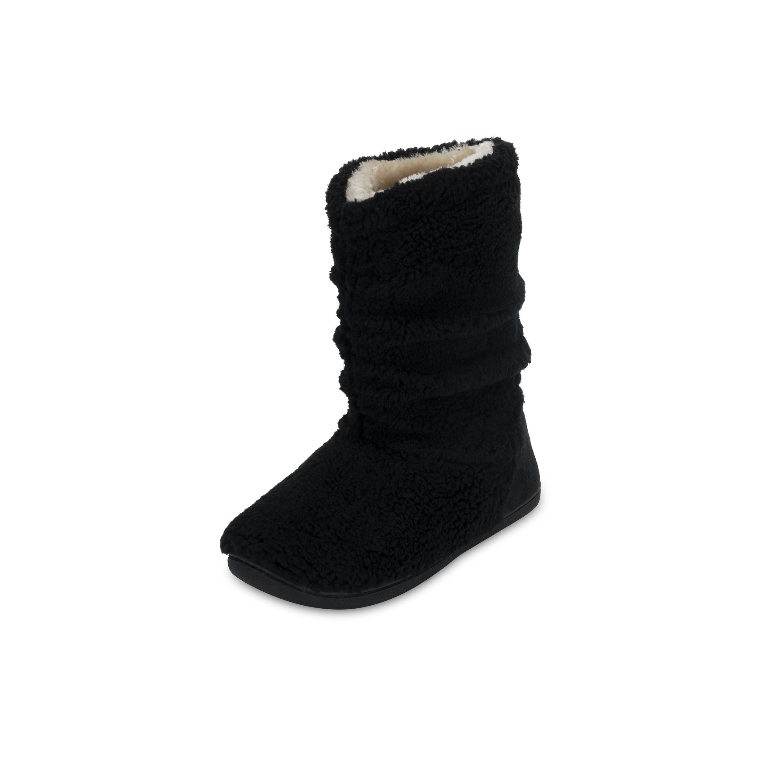 Viva Men's Black Polar Slipper Sherpa Boots Memory Foam Slipper Boots - 7