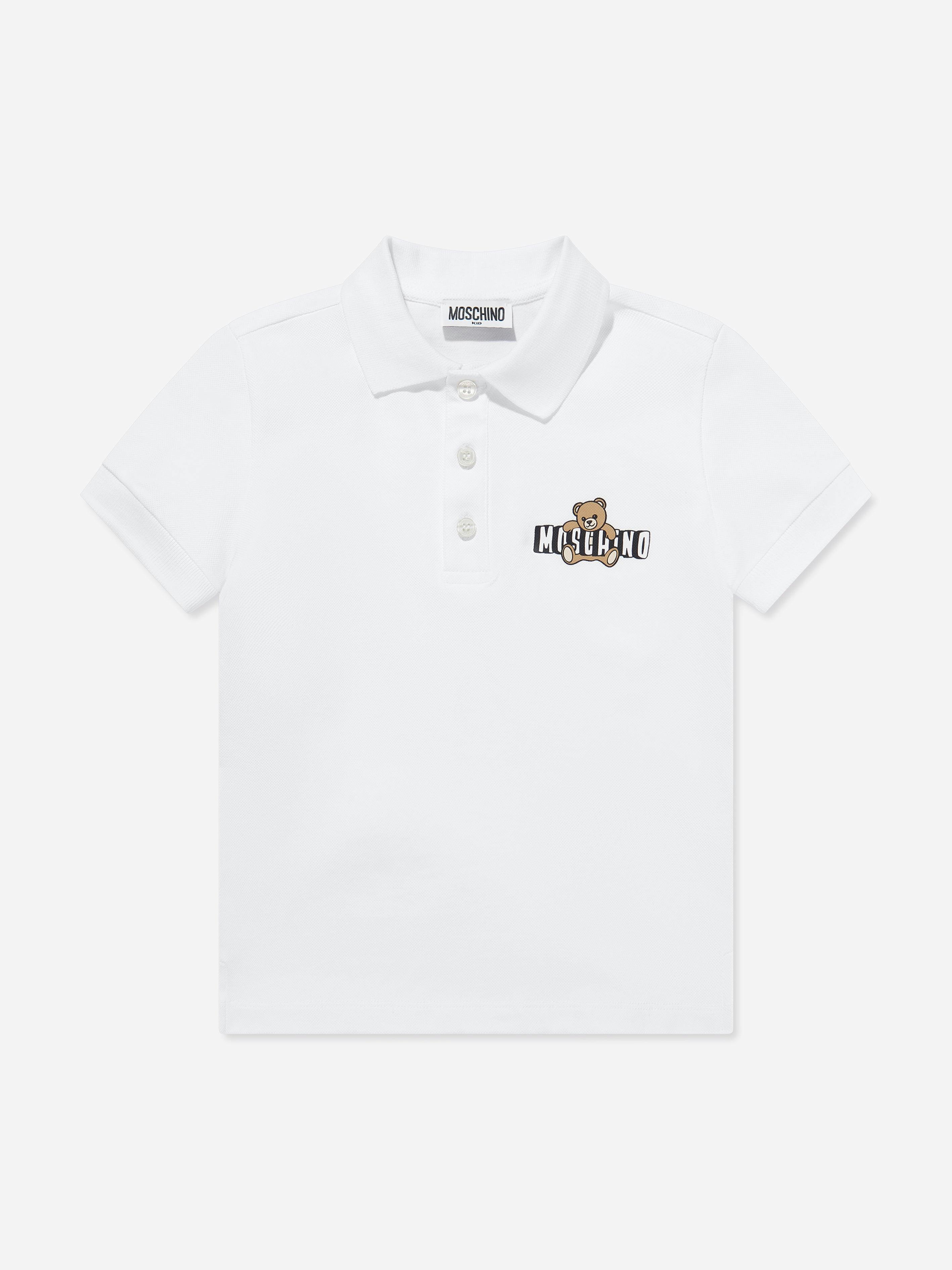 Moschino Kids Boys White Moschino Teddy Bear Logo Polo Shirt In - 5 Yrs