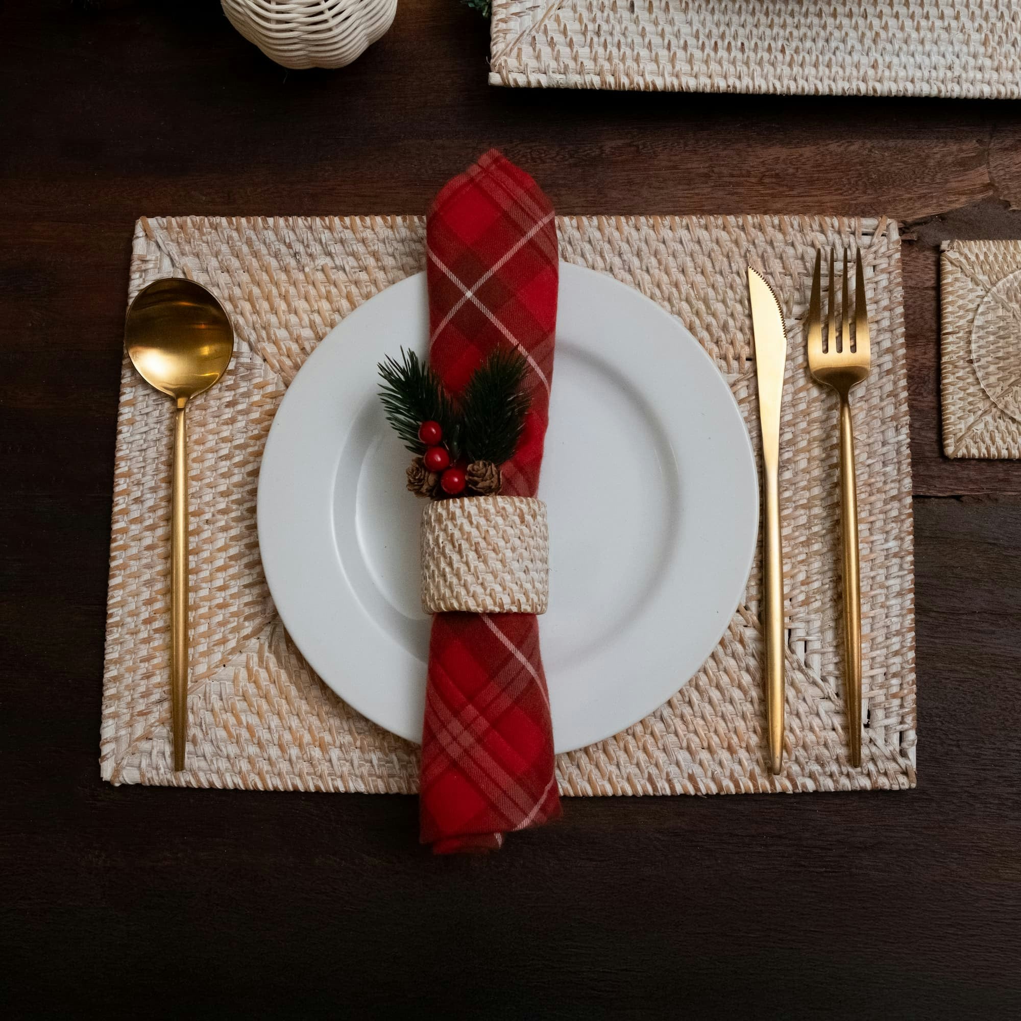 Rackhams White Rectangular Rattan Placemat - Wash - 25Cm X 35Cm