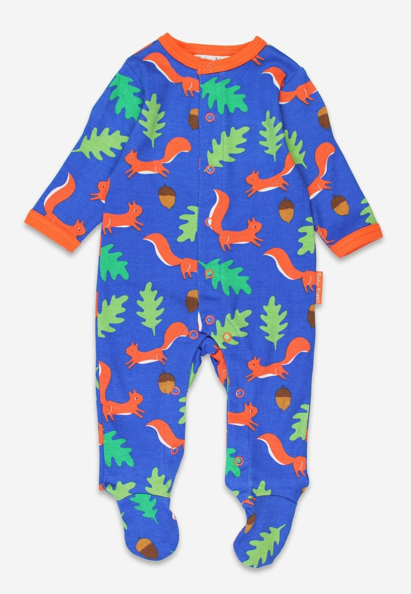 Toby Tiger Blue Organic Squirrel Print Sleepsuit - 3-6M / 68Cm