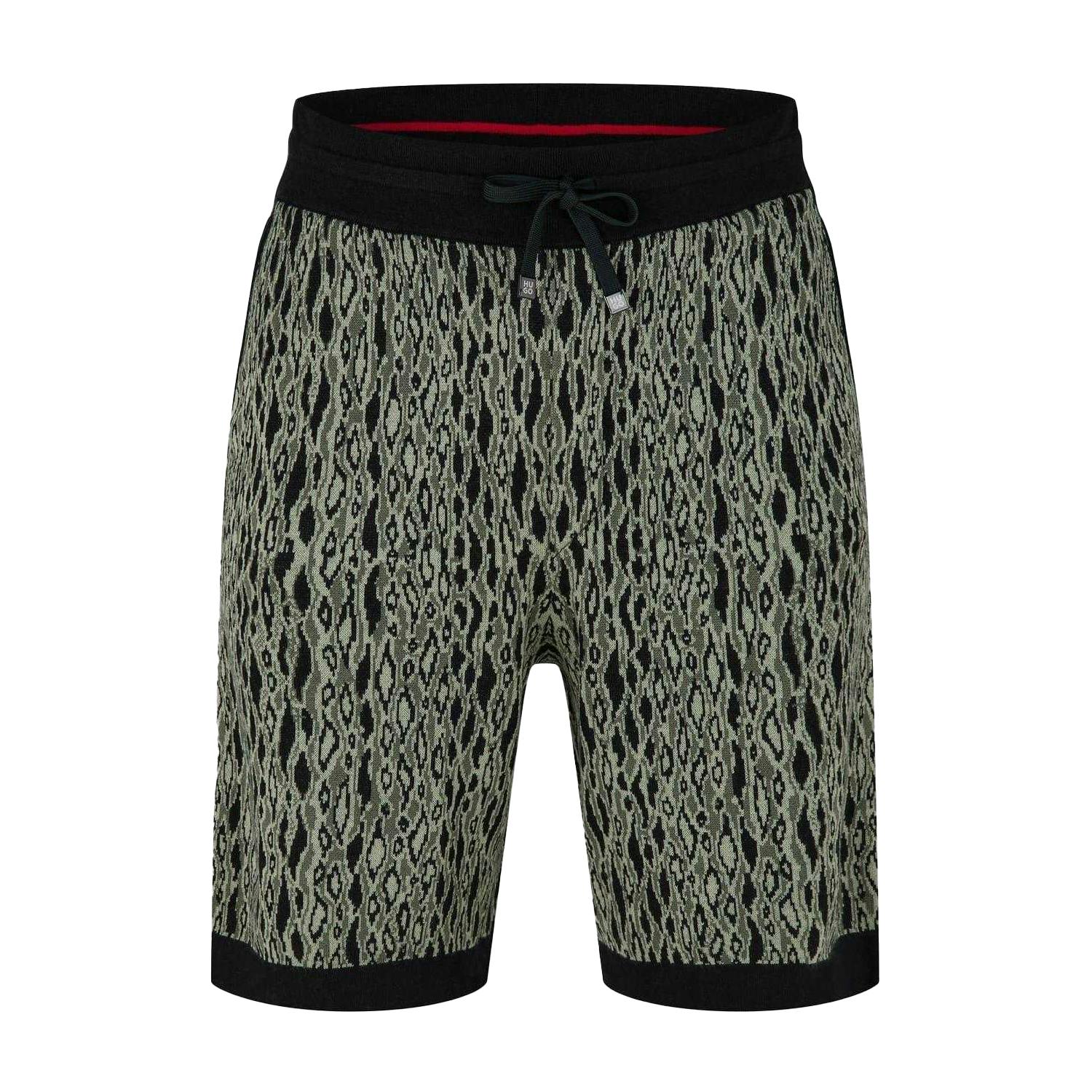 Hugo Men's Green Animal Print Sweat Shorts - Print - M - Print - 100% Mixed