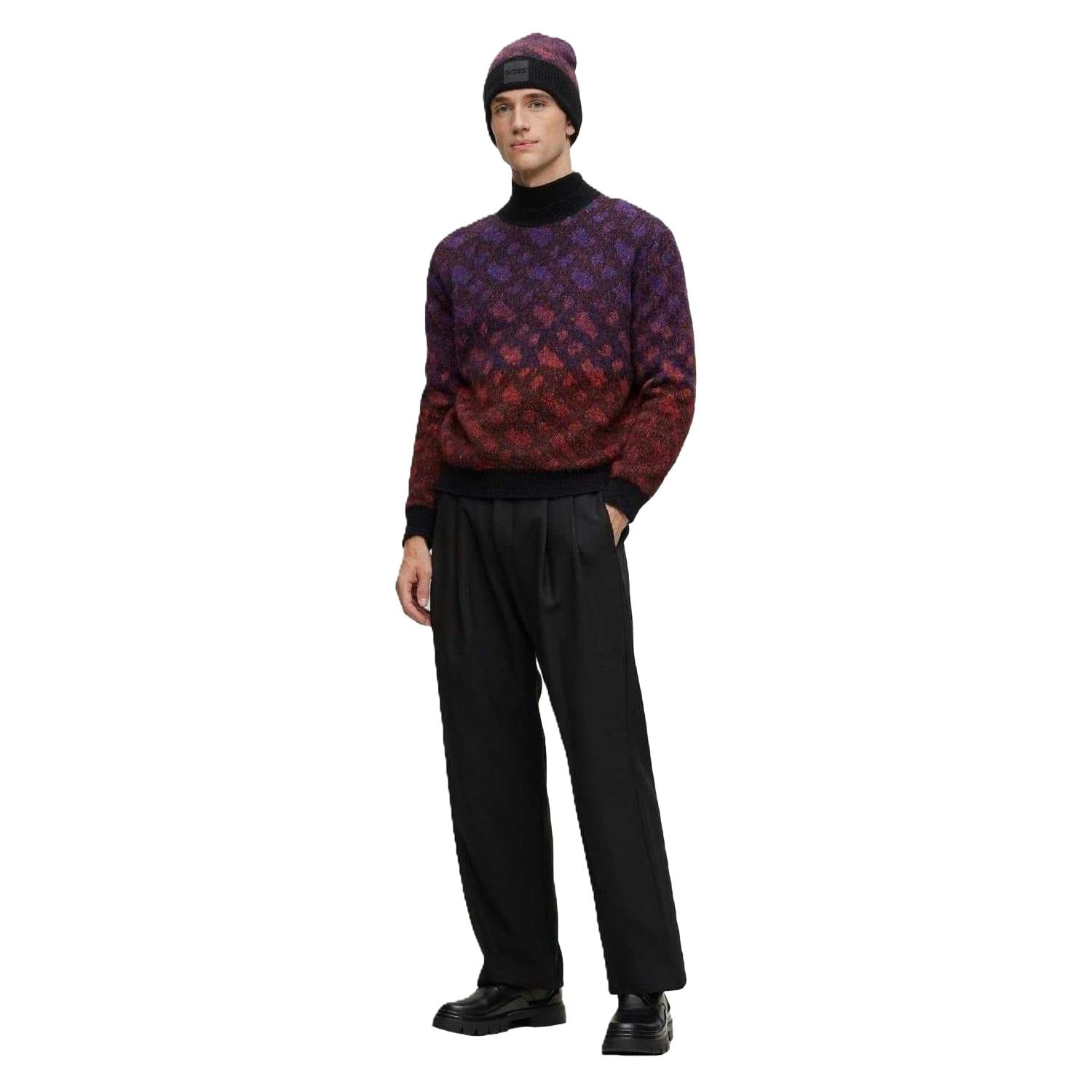 Boss Men's Black Geometric Regular Jumper - Blend - Xxl - Blend - 100% Mixed