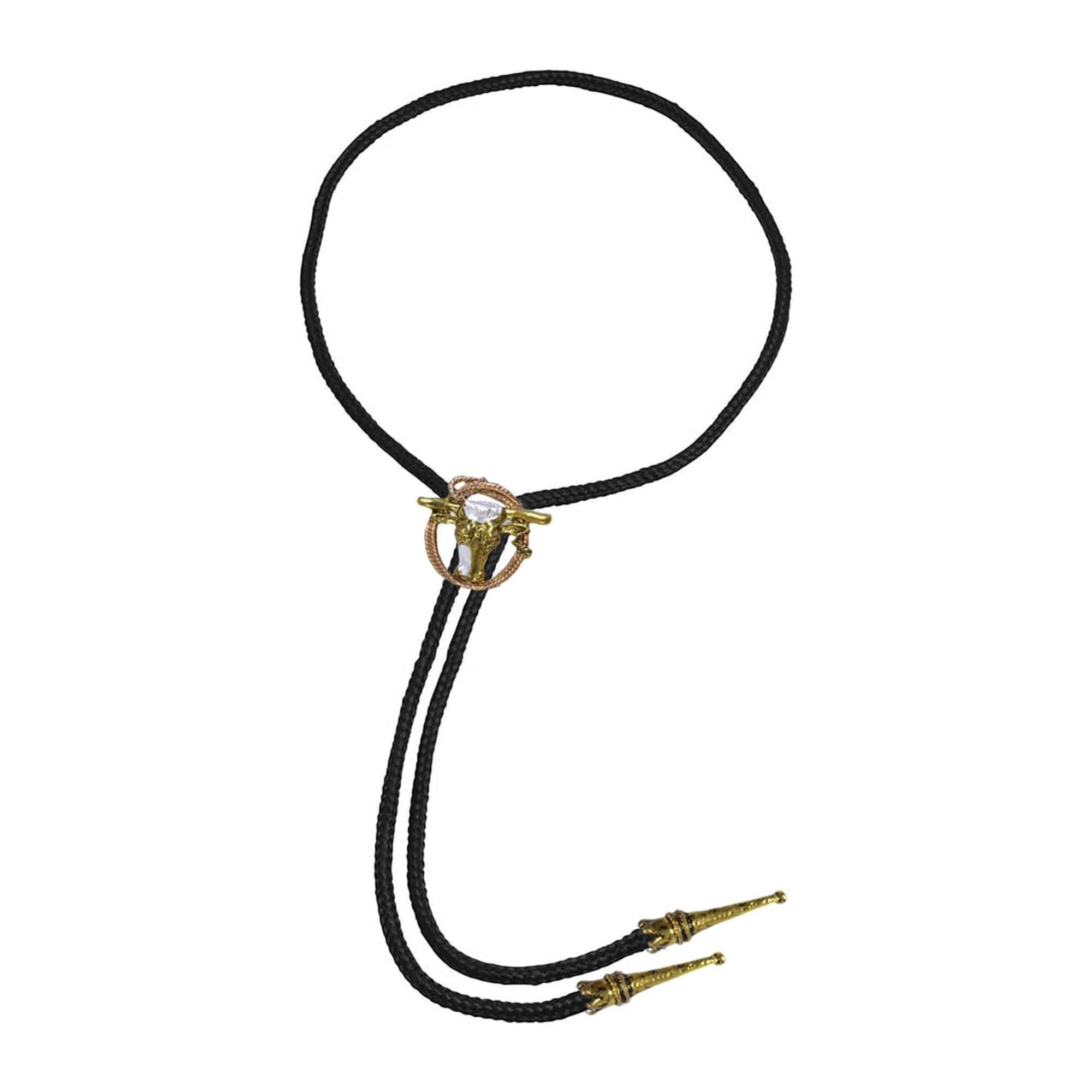 Bristol Novelty Black Cowboy Bootlace Tie - /Brass - /Brass - One Size