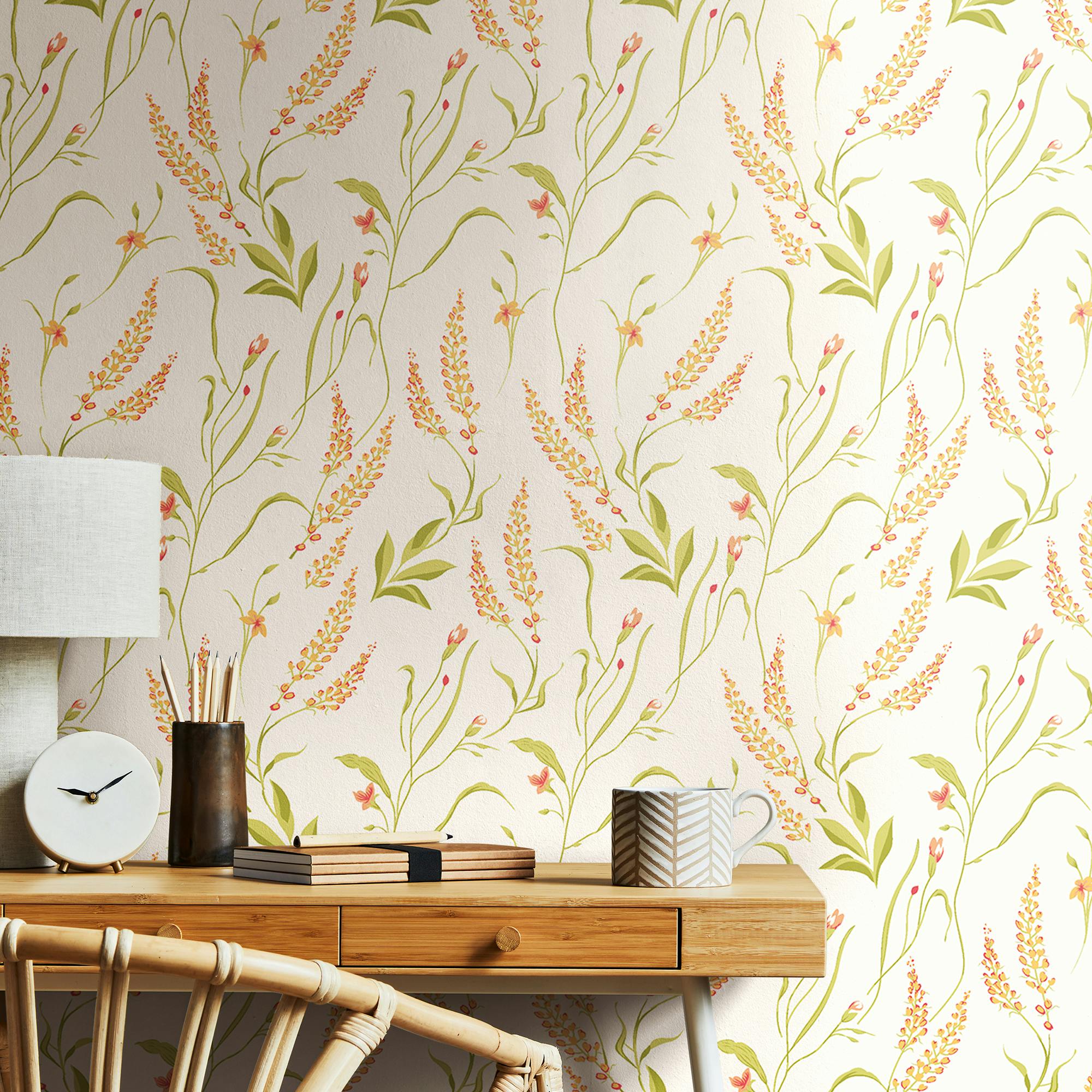 Rackhams Peach Springtime Meadow - Honey & 10M Wallpaper