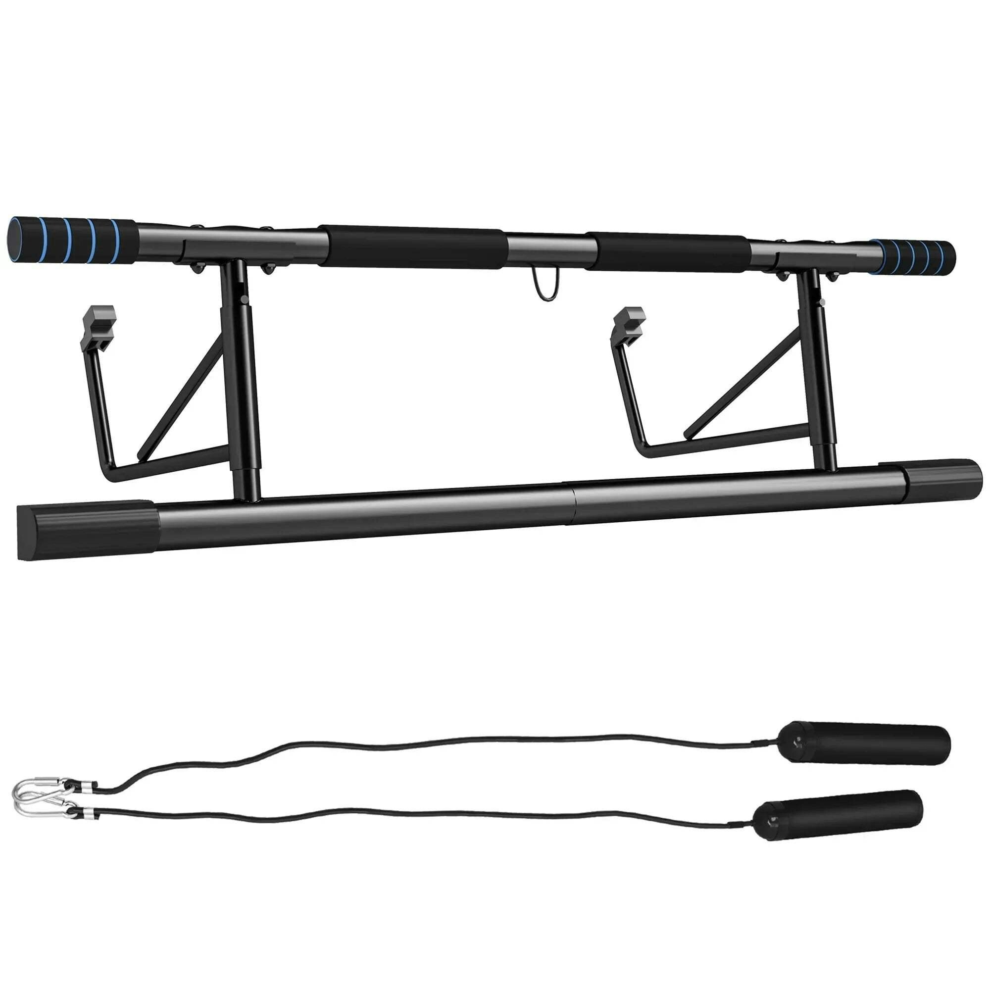 SPORTNOW Pull Up Bar Doorway, Push Up Stand w/ Resistance Bands in Black - Image 4