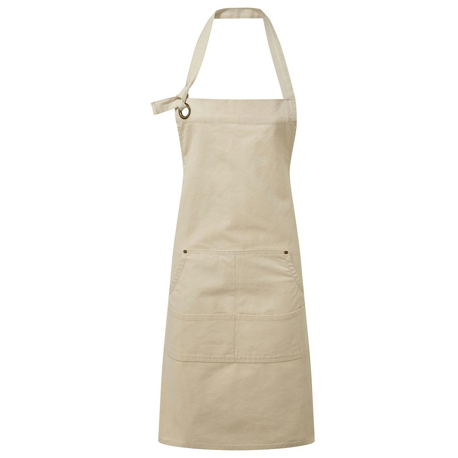 Premier Unisex Natural Cotton Canvas Pocket Apron In - Image 3