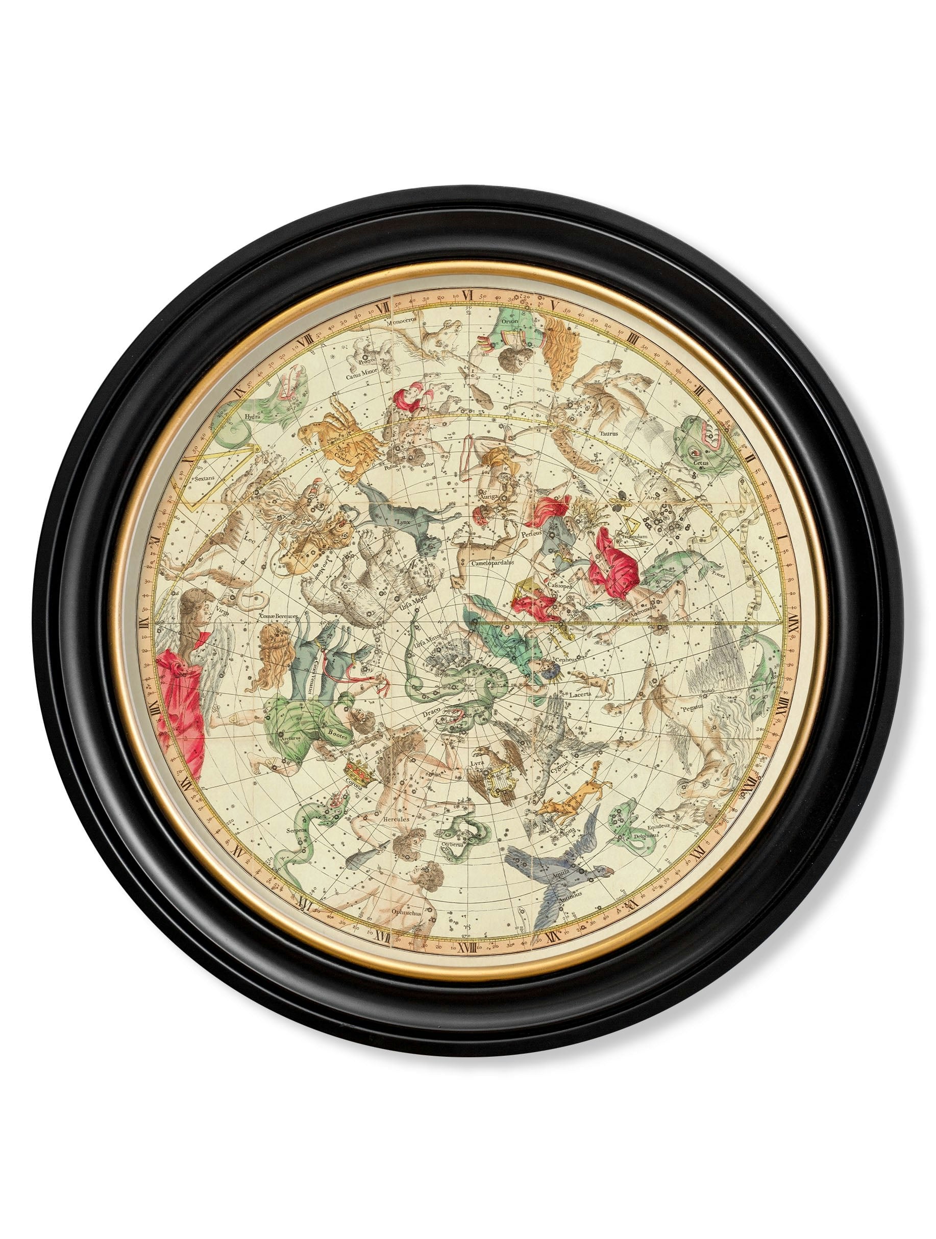 Exceptional Art Black C.1820 Map Of Constellations - Round Frame - 96 X 96Cm - Southern Hemisphere