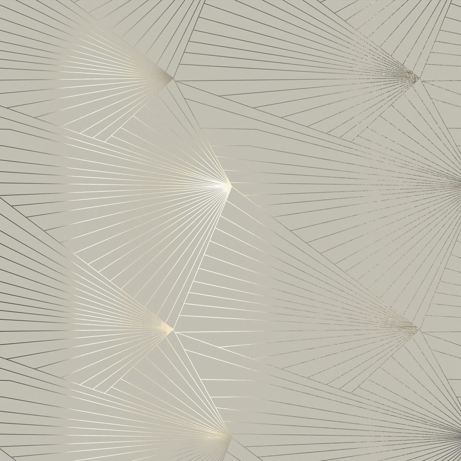 Rackhams Light Fan Pewter And Limestone Wallpaper - 10M Roll