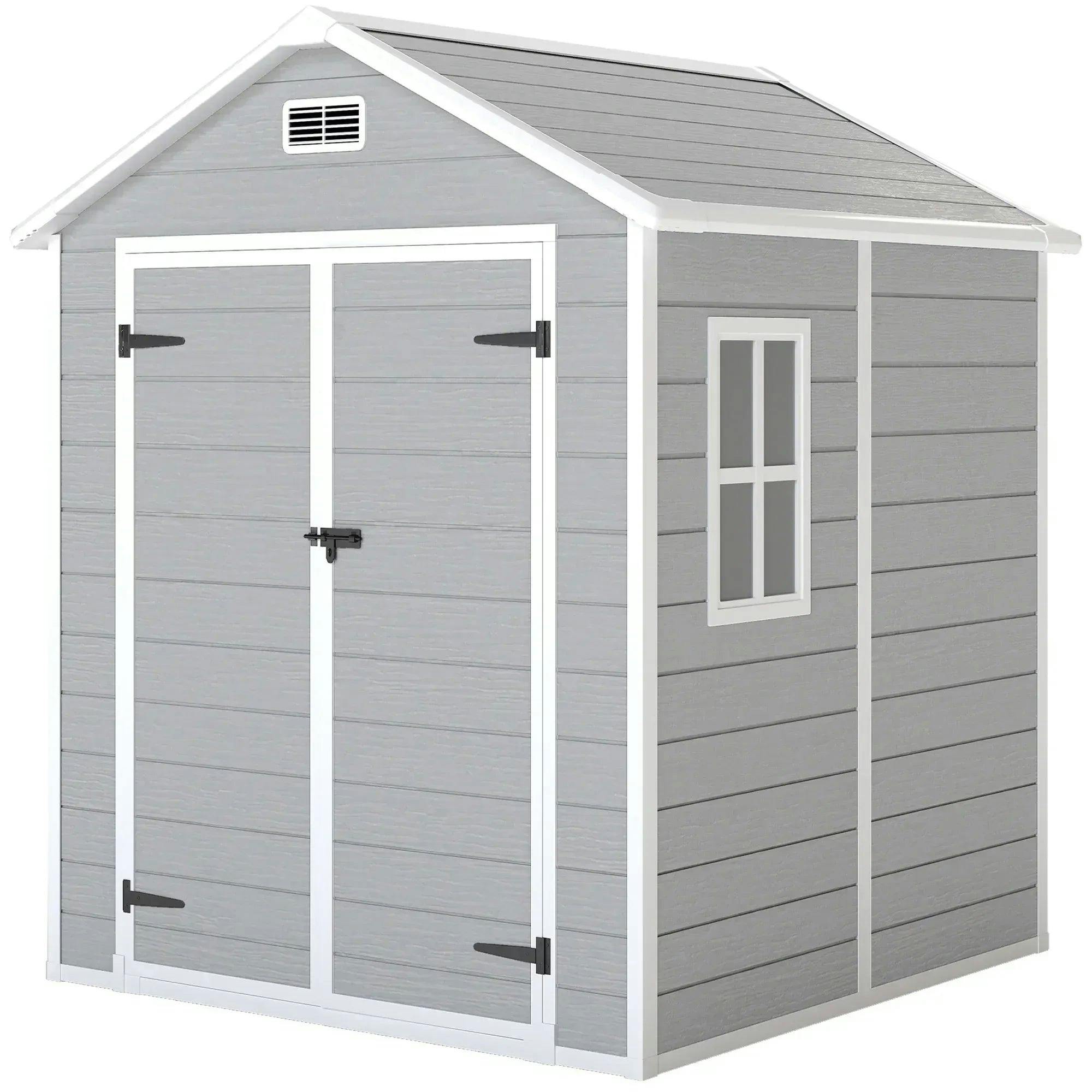 Outsunny Unisex Light Grey X 5Ft Resin Garden Shed With Floor & Window, Size 6 - Image 3