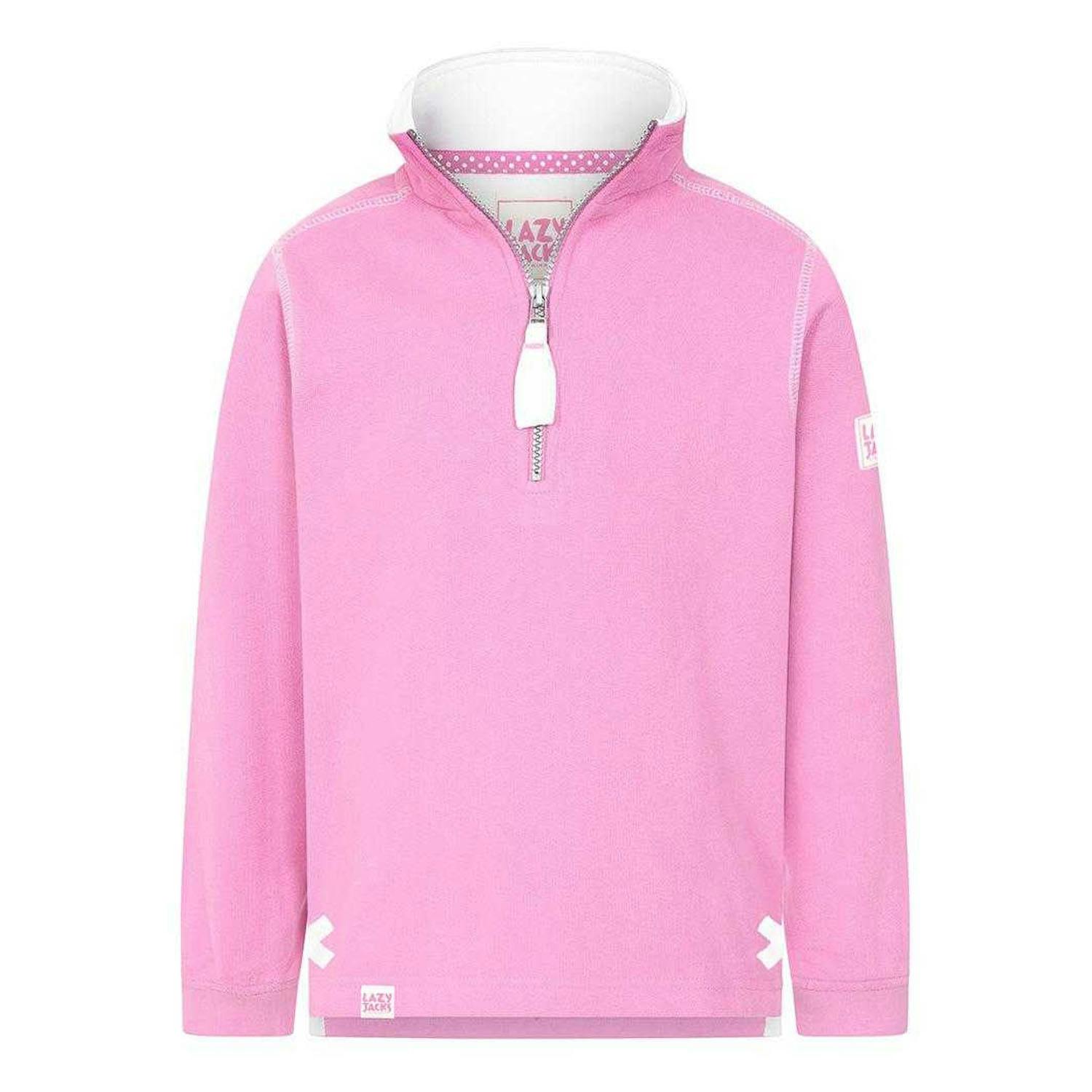 Lazy Jacks Girls Fuchsia Plain Soft Quarter Zip Sweatshirt - 9-10 Years - 100% Cotton