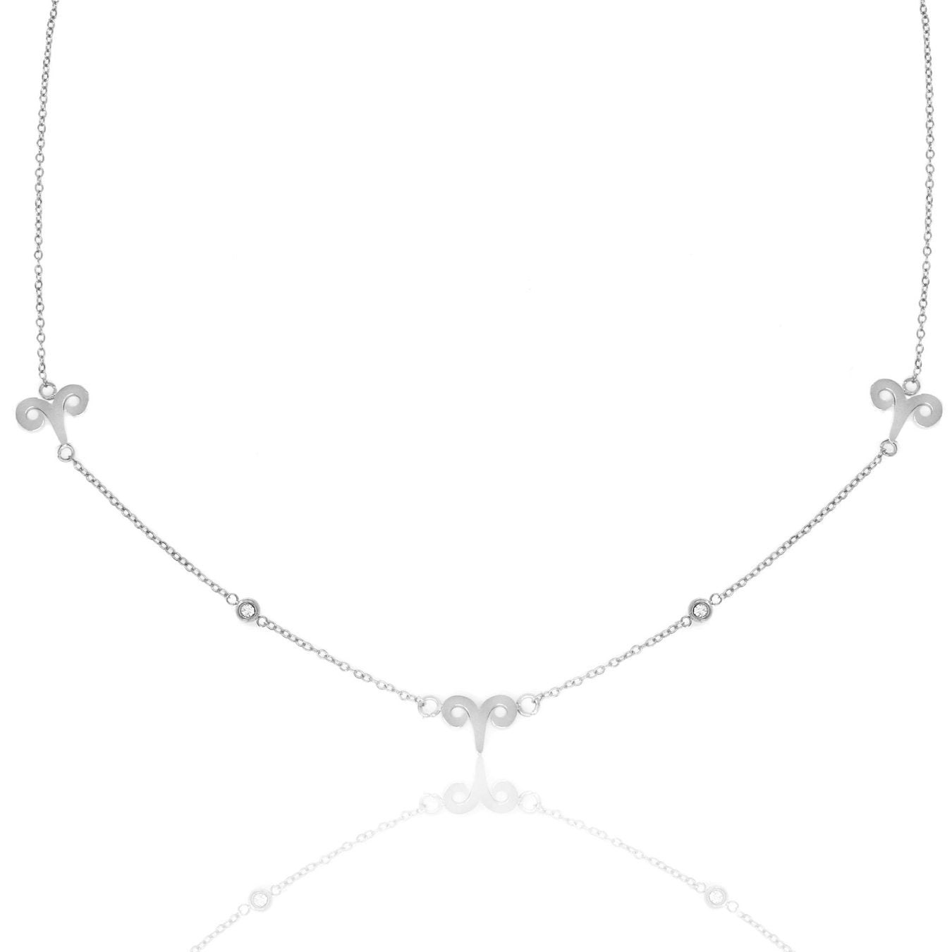 Say It With Silver/Yellow/Gold Aries Necklace With Cz Stones - Plated