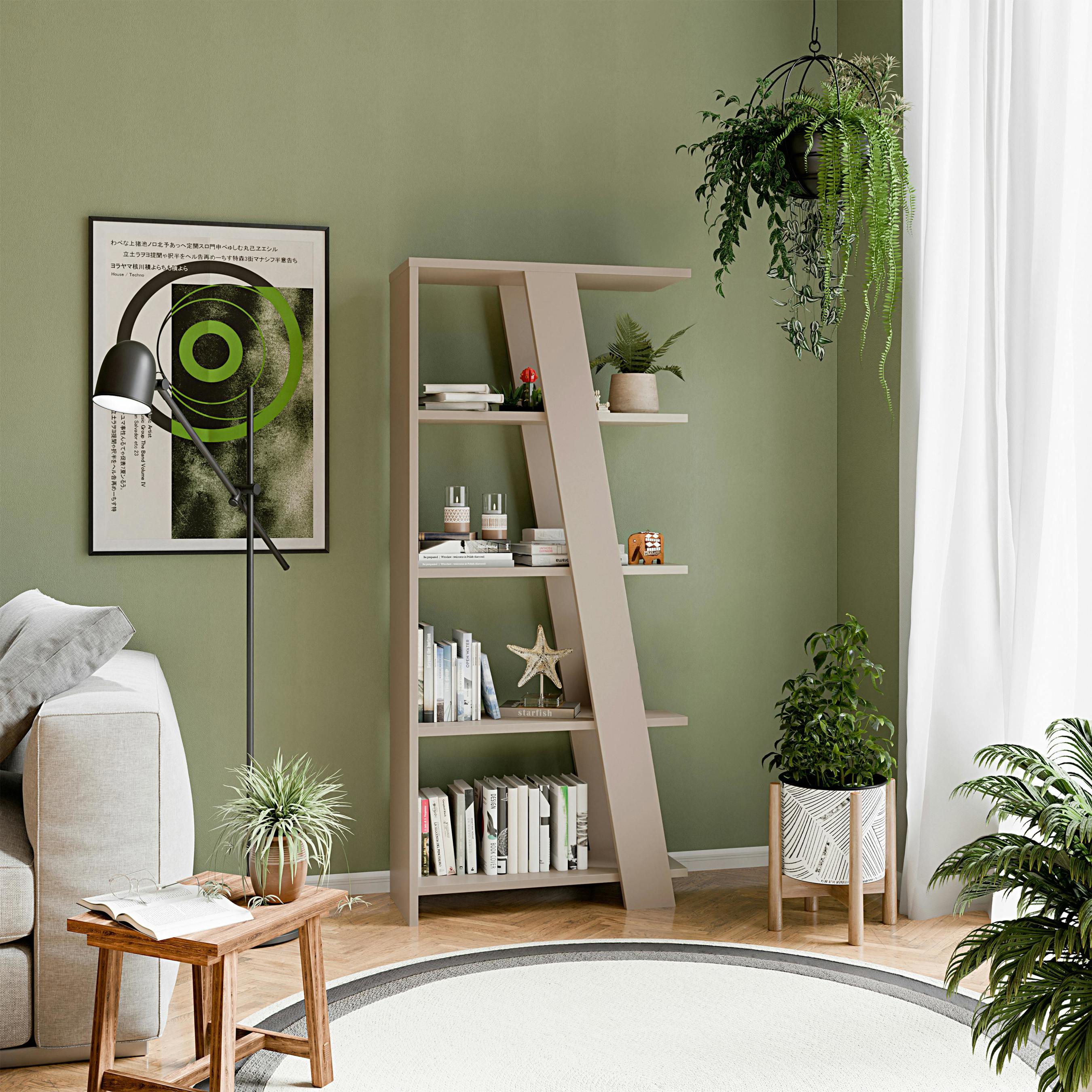 Furniture To Go Natta 5-Tier Shelving Unit In Taupe - W 72 X H 161 X D 29.6Cm - 1 - Manufactured Wood