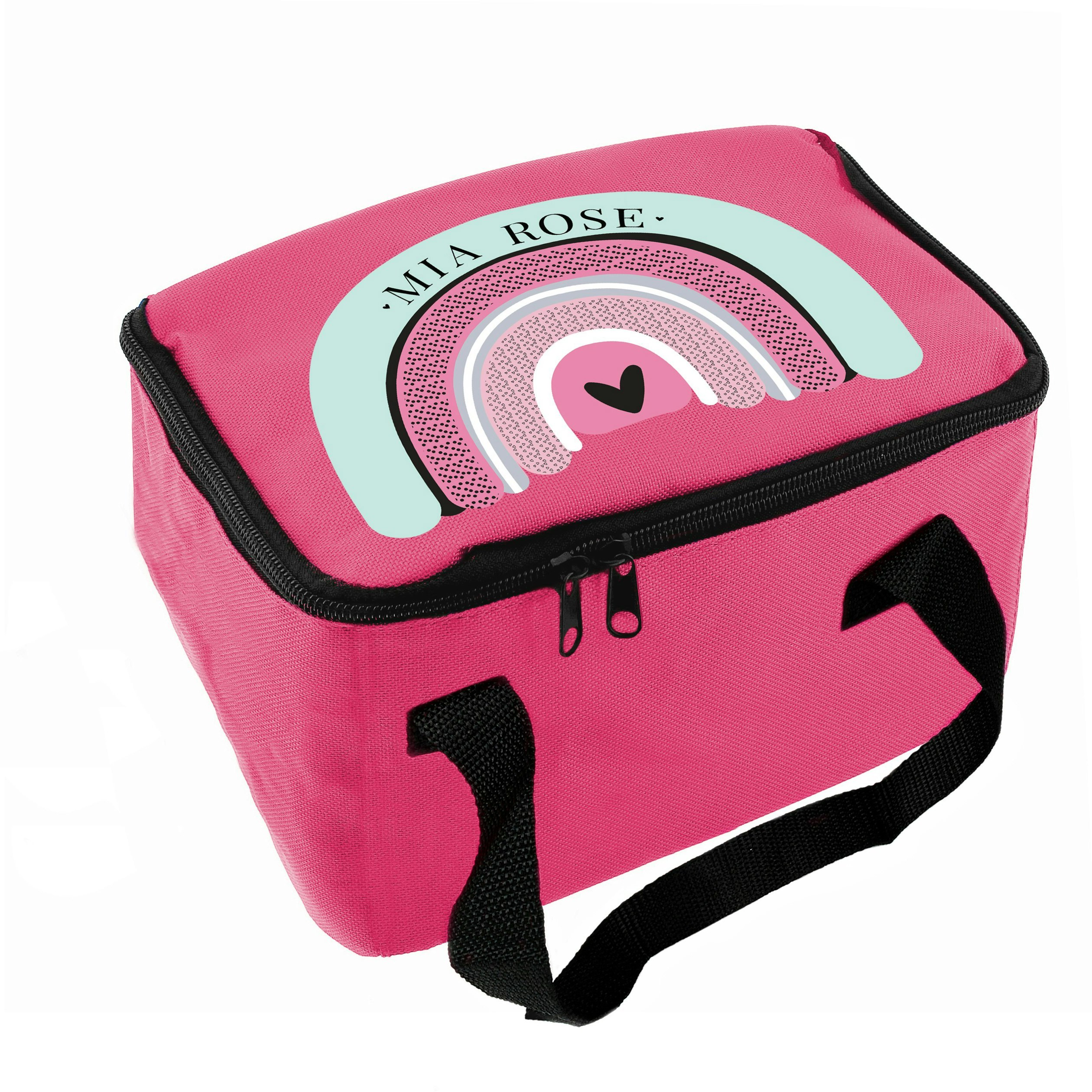 Rackhams Pink Personalised Rainbow Lunch Bag