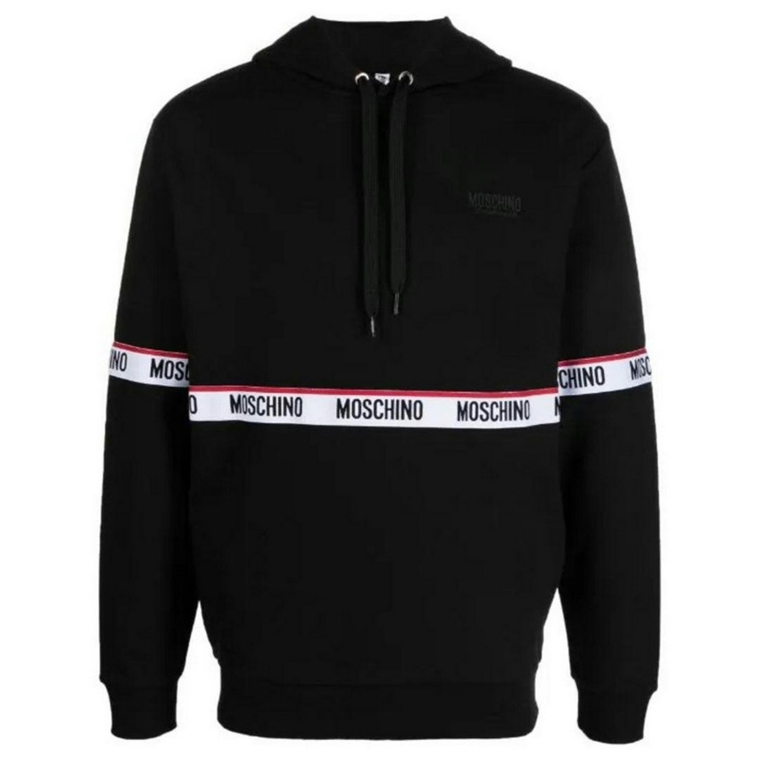 Moschino Men's Black Branded Tape Hoodie - S