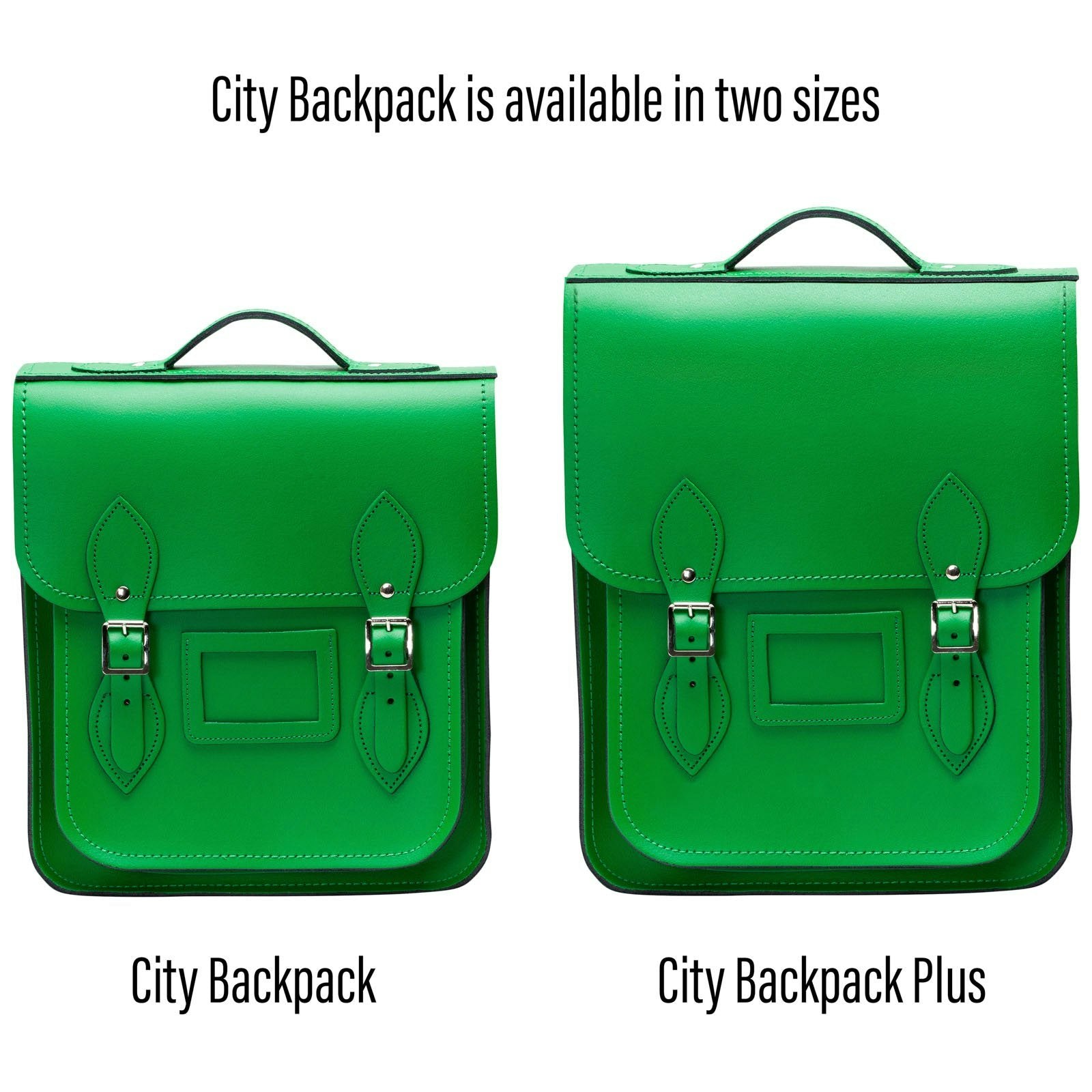 Zatchels Green Handmade Leather City Backpack - Plus