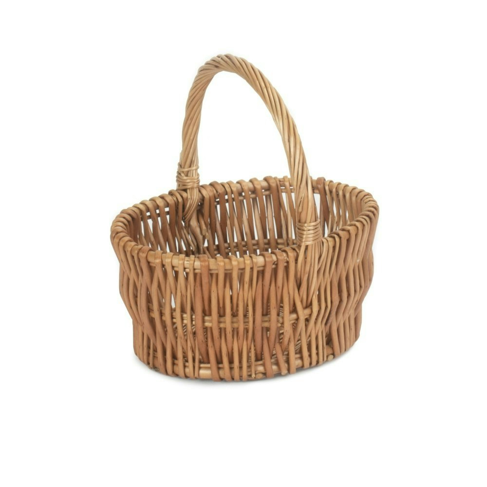 Rackhams Green Large Double Steamed Vertical Weave Wicker Shopping Basket