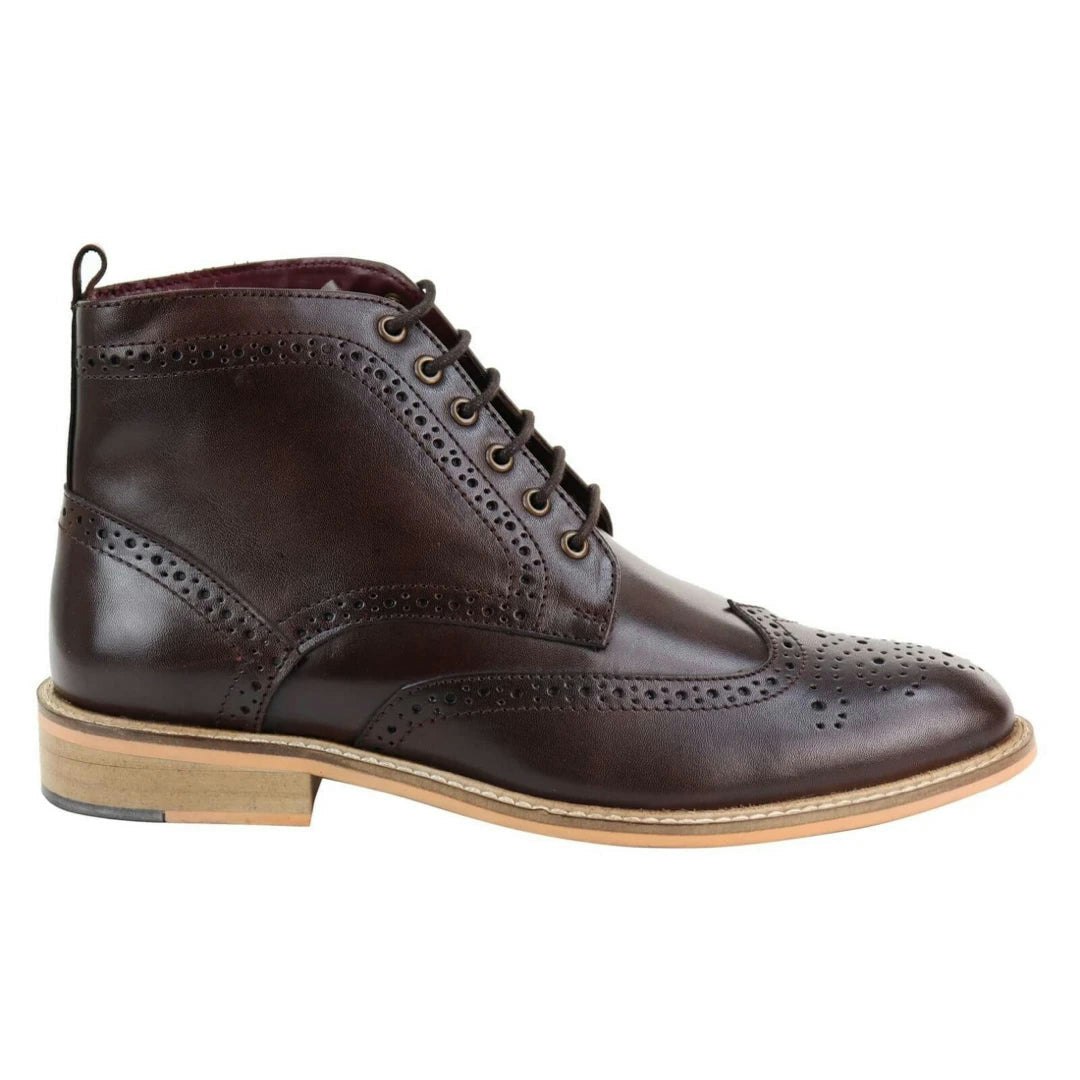 House Of Cavani Men's Brown Brogue Ankle Boots - Uk 11