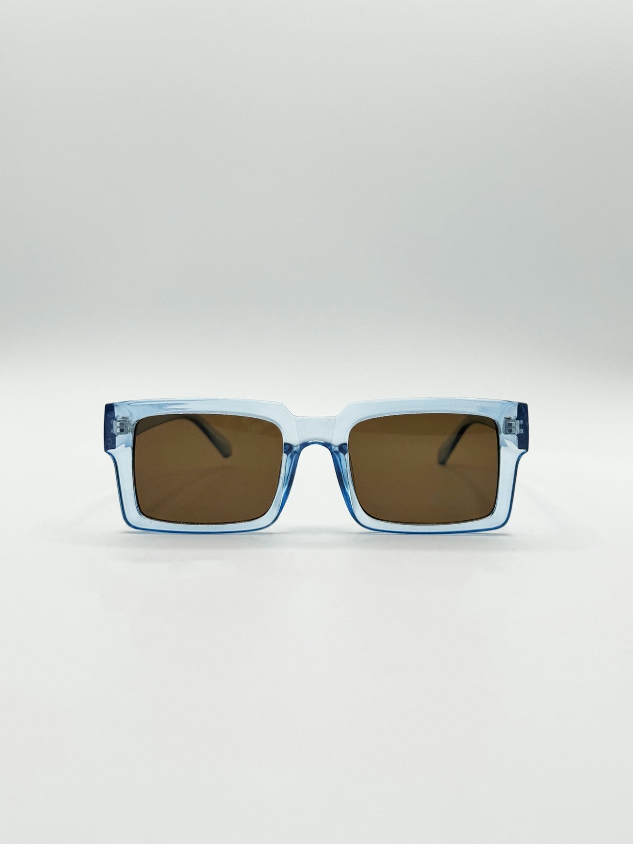 Svnx Blue/Brown Square Frame Sunglasses In Translucent With Lenses - One Size
