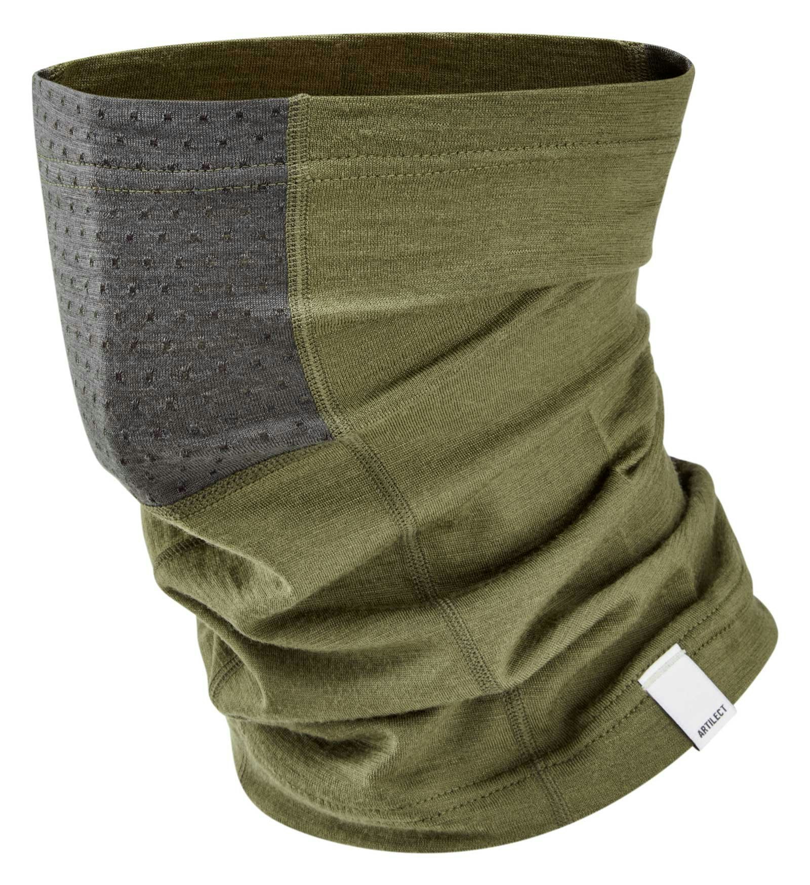 Artilect Green/Grey Darkhorse 185 Merino Wool Neck Tube Gaiter {Art-2210905} - Kalamata Olive /Ash - Osfa