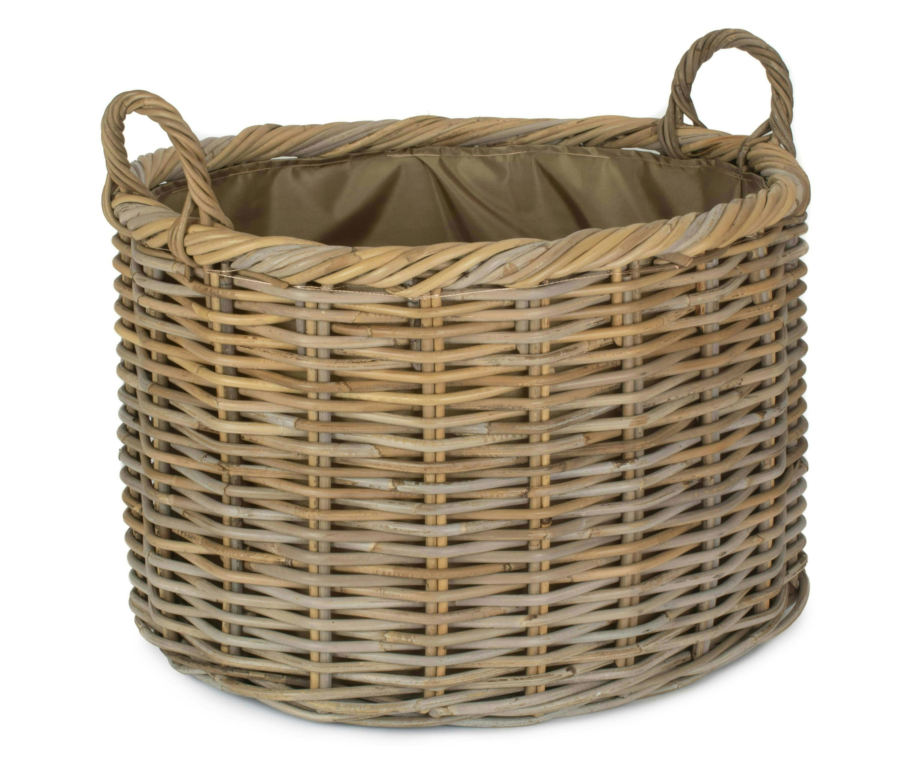Red Hamper Red/Brown Hamper Oval Rattan Log Basket With Cordura Lining - Large