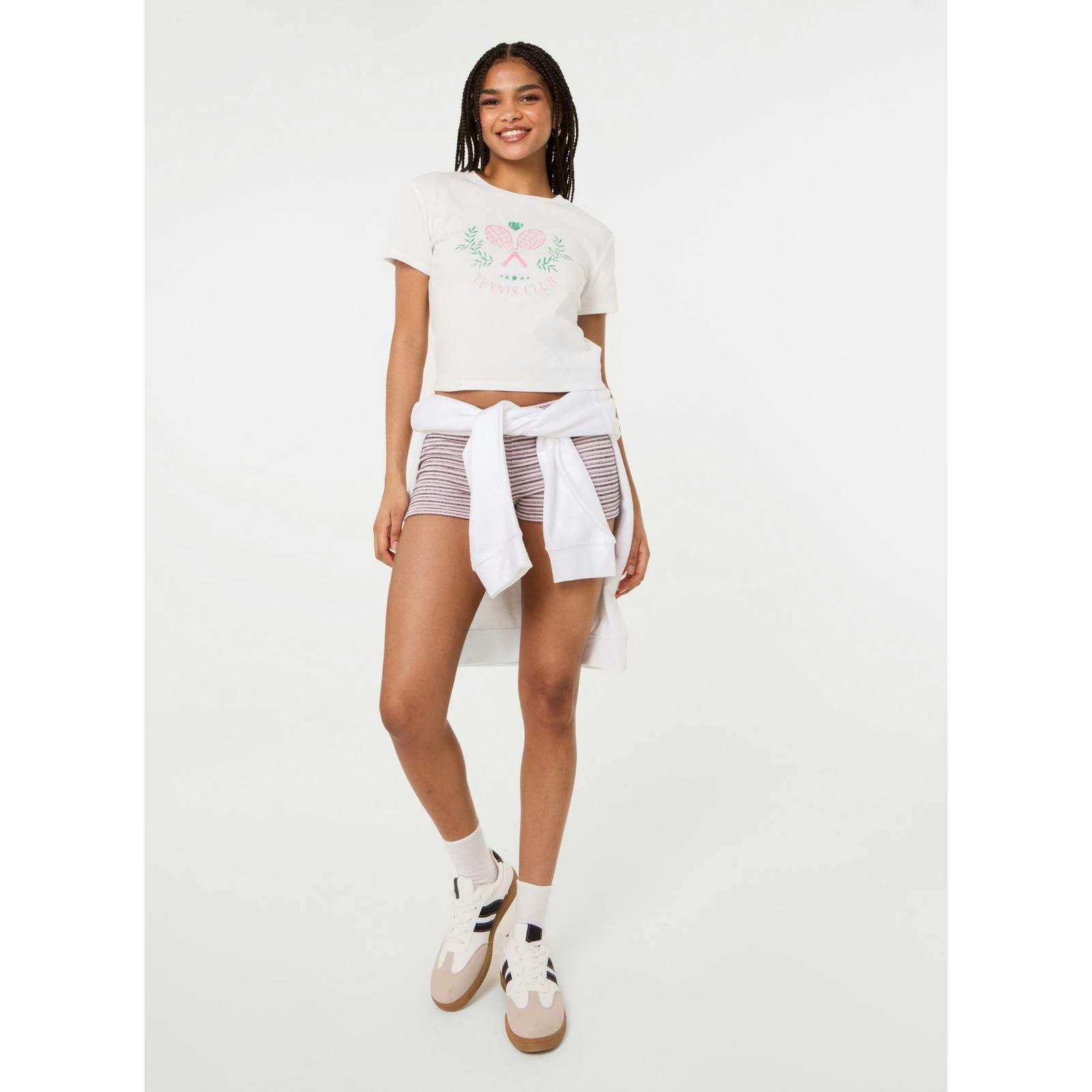 Pink Vanilla Pink/White Vanilla Tennis Club Embellished T-Shirt - M-L