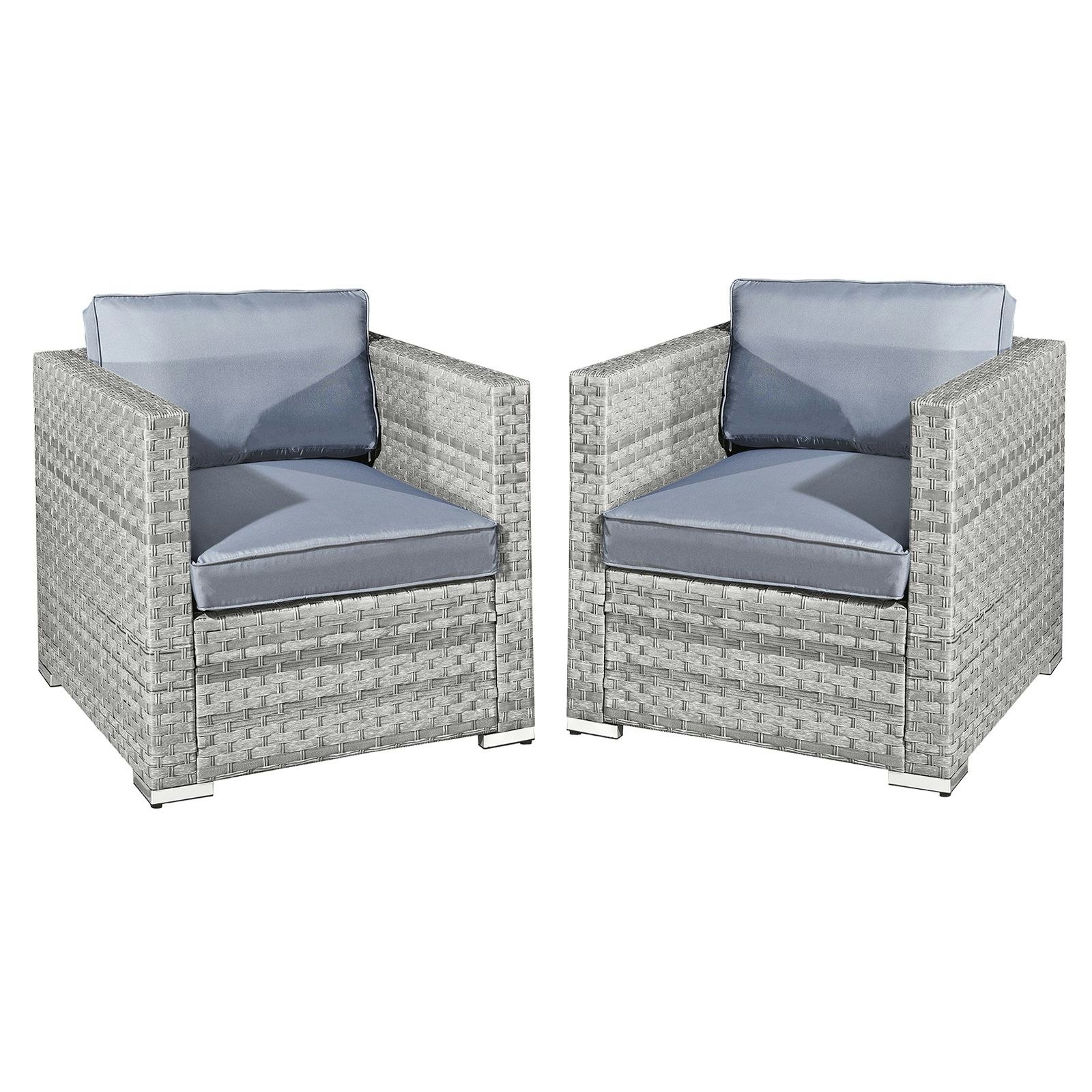 Rackhams Grey Malta Rattan 2 Seat Twin Chair Set In Dove - Dove - Pe Rattan - 1
