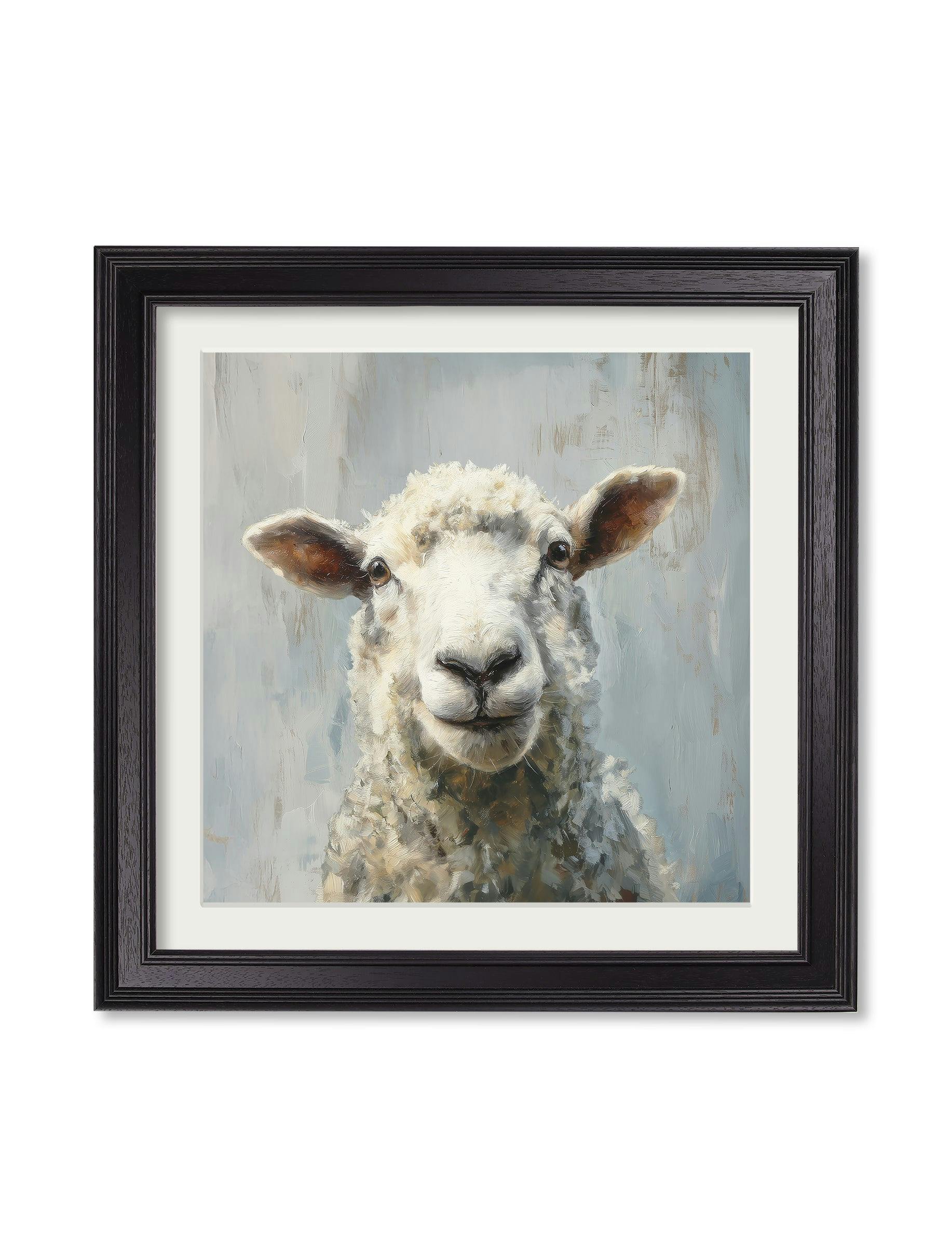 Rackhams Black The Jolly Sheep - Hurstwood Square Frame - The Jolly Sheep - 96 X 96Cm