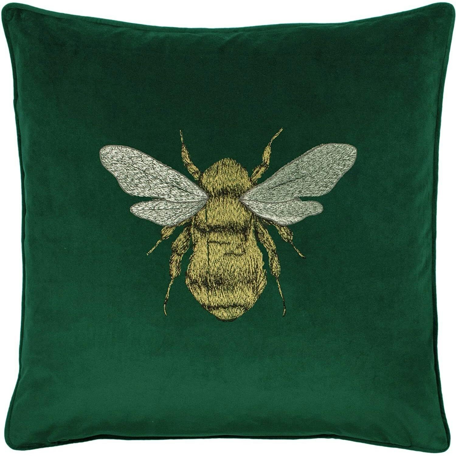 Rackhams Green Hortus Bee Cushion Cover - Emerald - 50Cm X 50Cm - Emerald - 100% Polyester