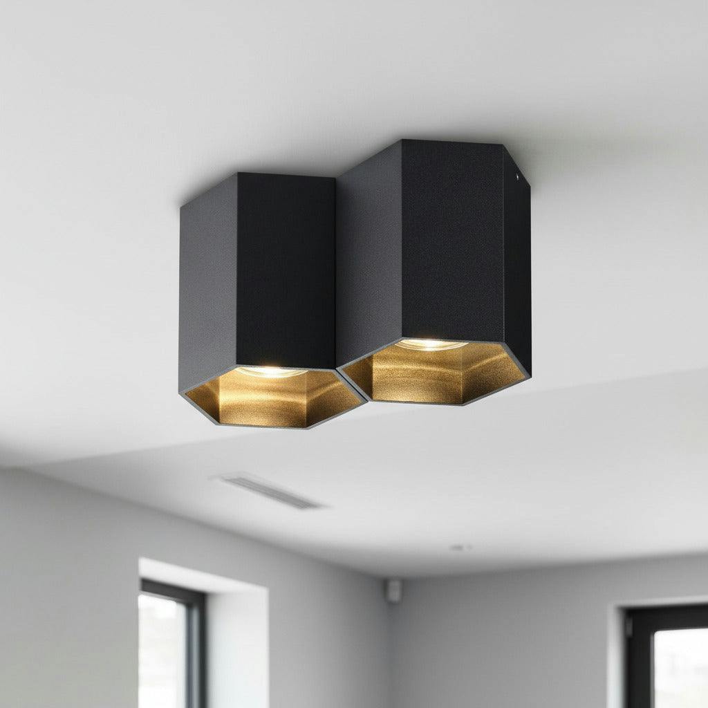 Rackhams Black 10 Watt Hexagonal Surface Ceiling Spotlight