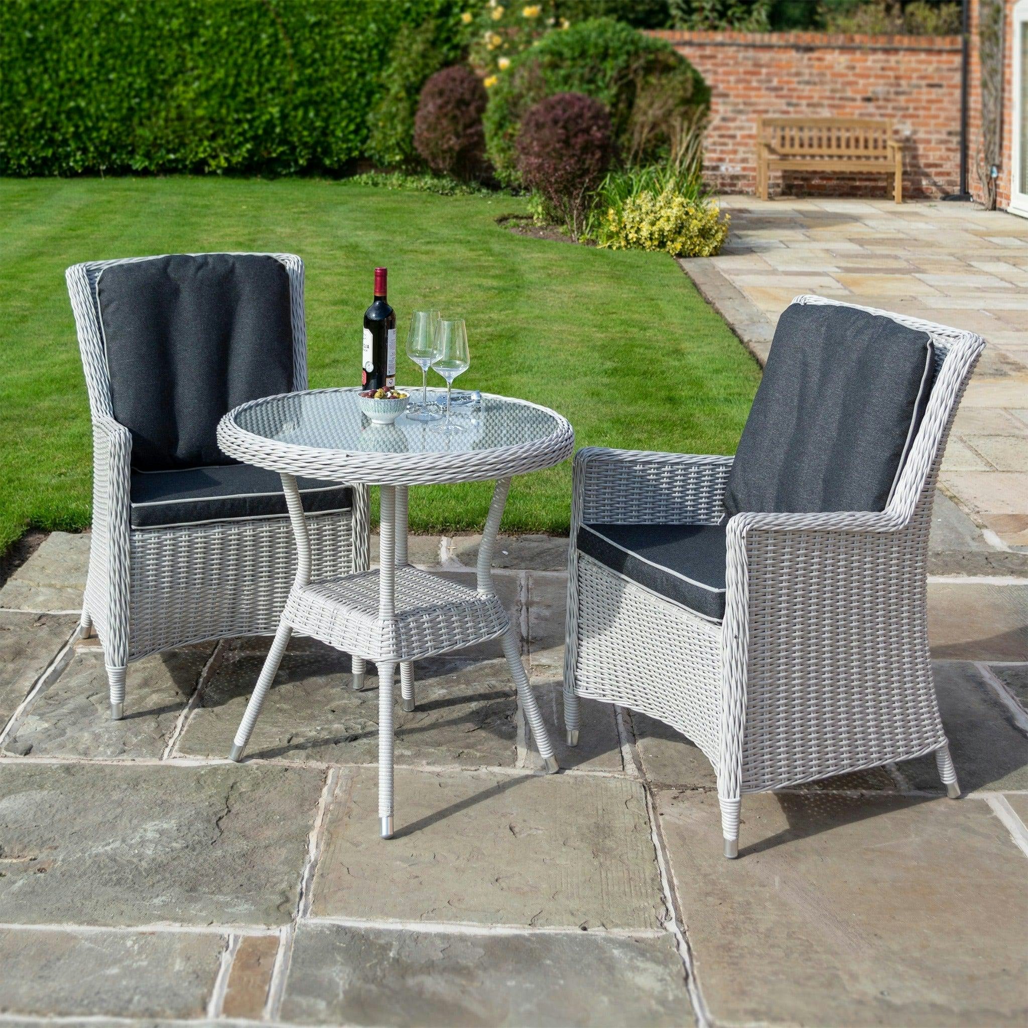 Rowlinson Grey Rattan Effect Two Seater Bistro Set - Two Colours - Putty