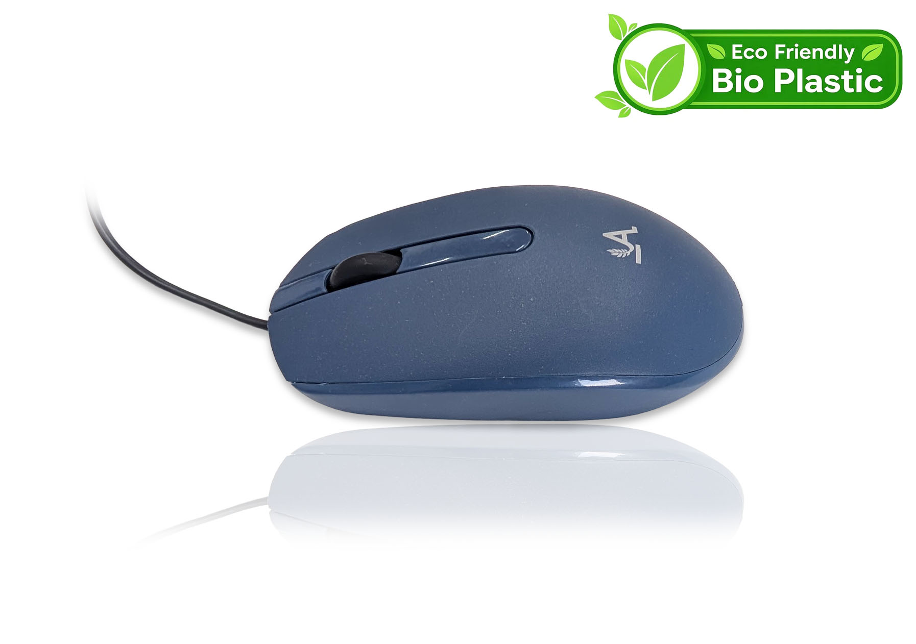 Accuratus Blue Bio M100 Mouse - Usb Wired Full Size Biodegradable Plant Based Resin Mouse