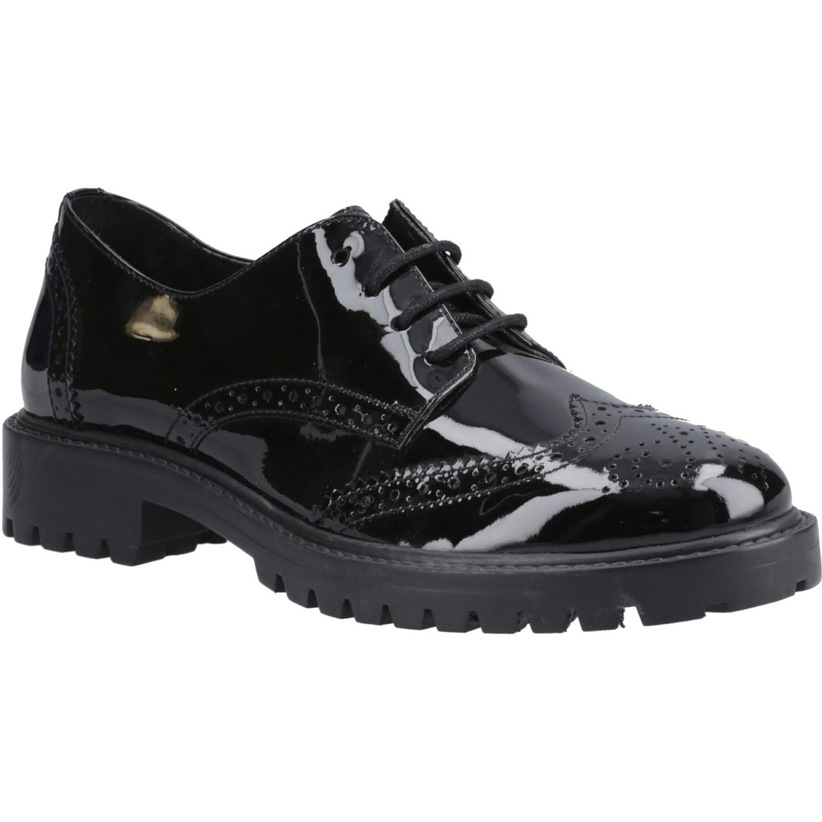Hush Puppies Girls Black Athena Patent Leather 'S Brogues - Size 6