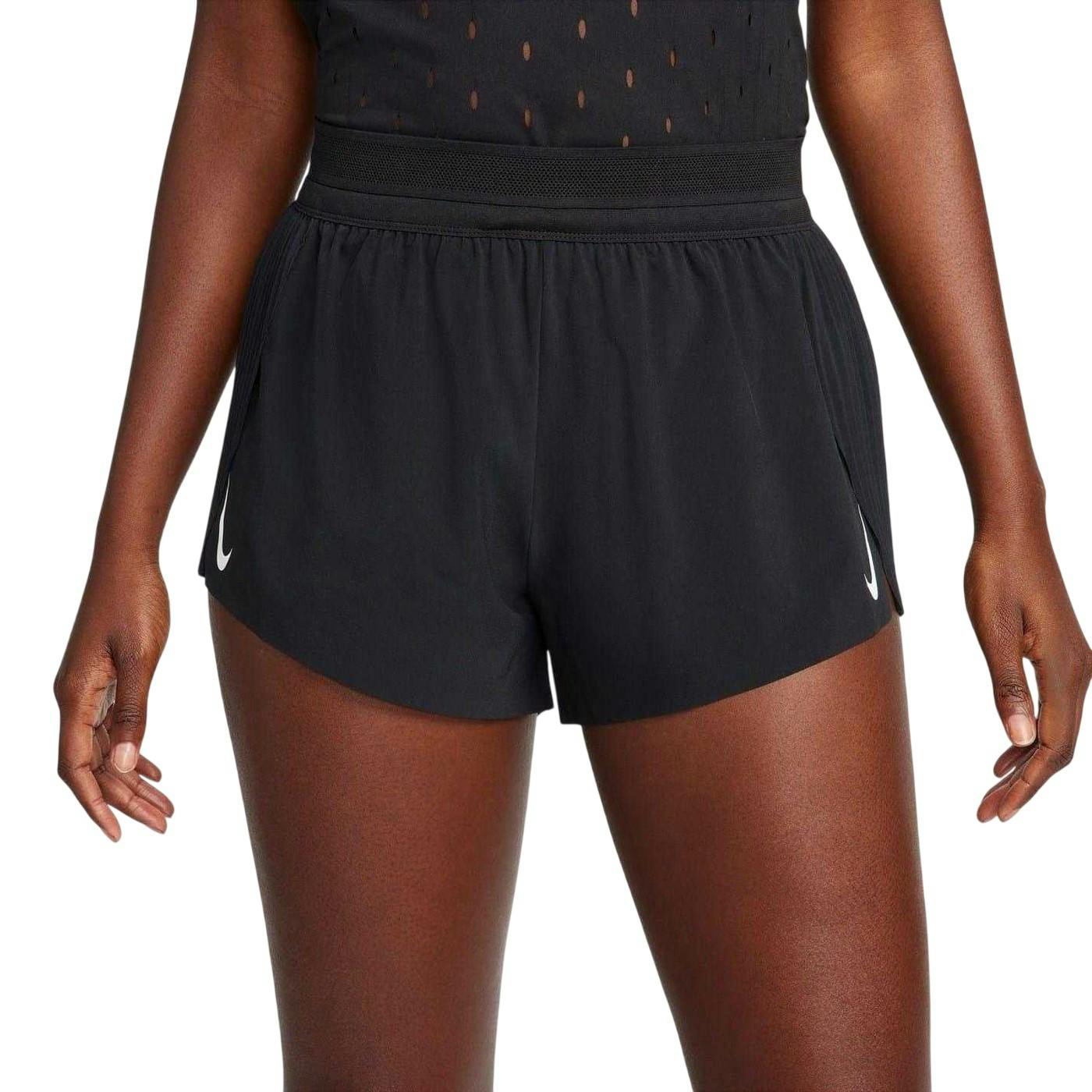 Nike Women's Black Aero Swift Pleated Mid Rise Running Shorts - 16 Uk S