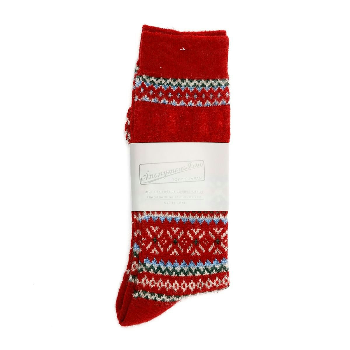 Anonymous Ism Men's Red Snow Links Jq Crew Socks - Uk L