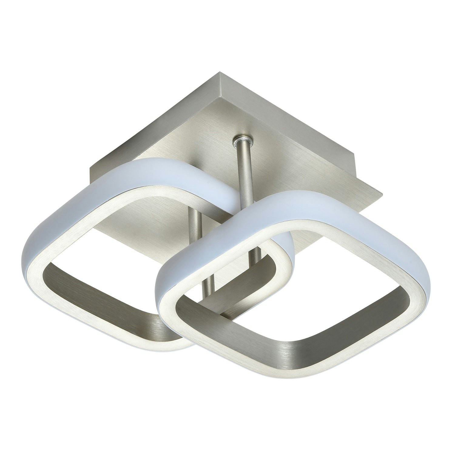 Happy Homewares Light Contemporary Compact Double Head 40W Led Ceiling Fitting In Brushed Nickel 10Cm