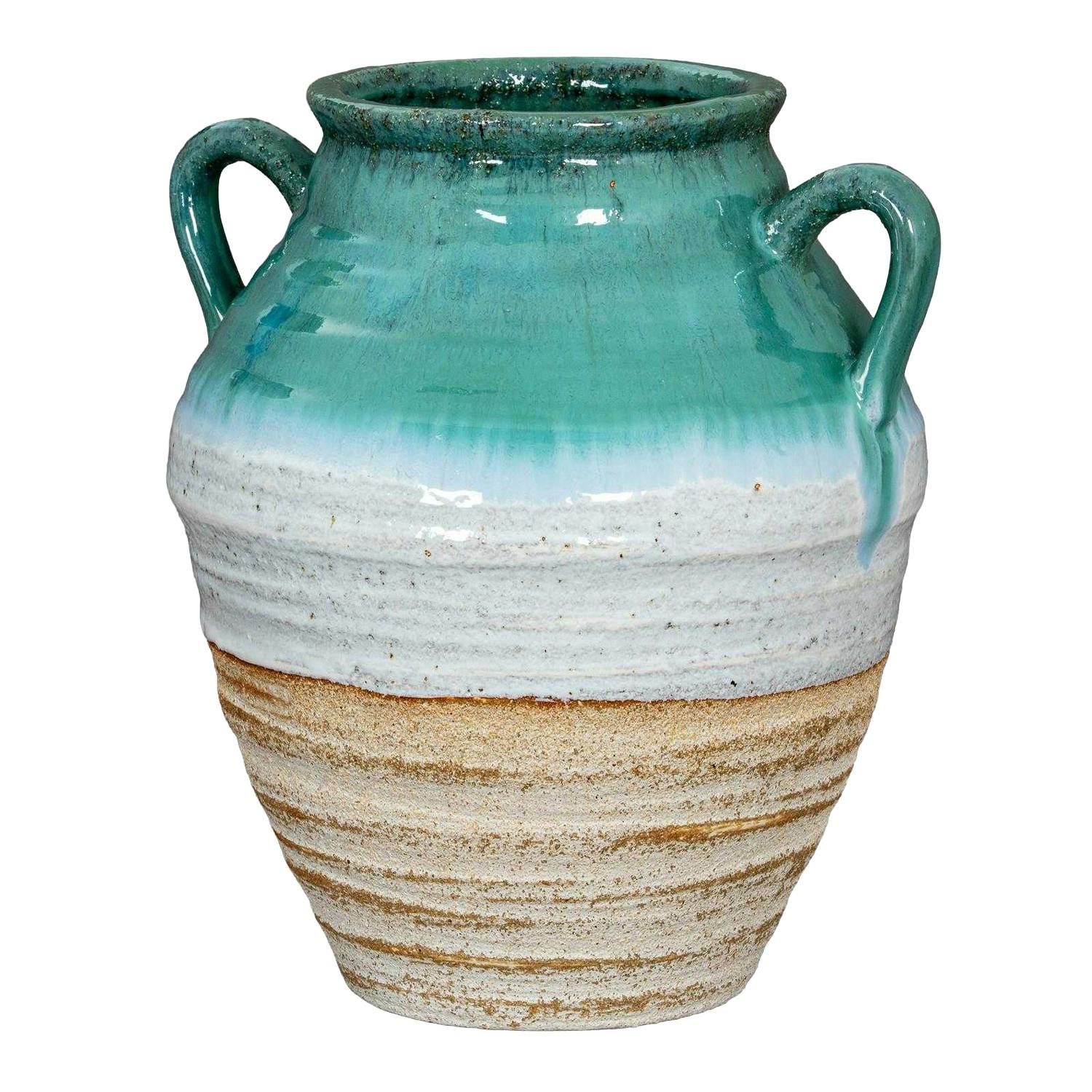 Hill Interiors White/Light/Green Fen Amphora Vase - / Green/Brown - 38Cm X 35Cm X 35Cm - / Green/Brown - 100% Mixed
