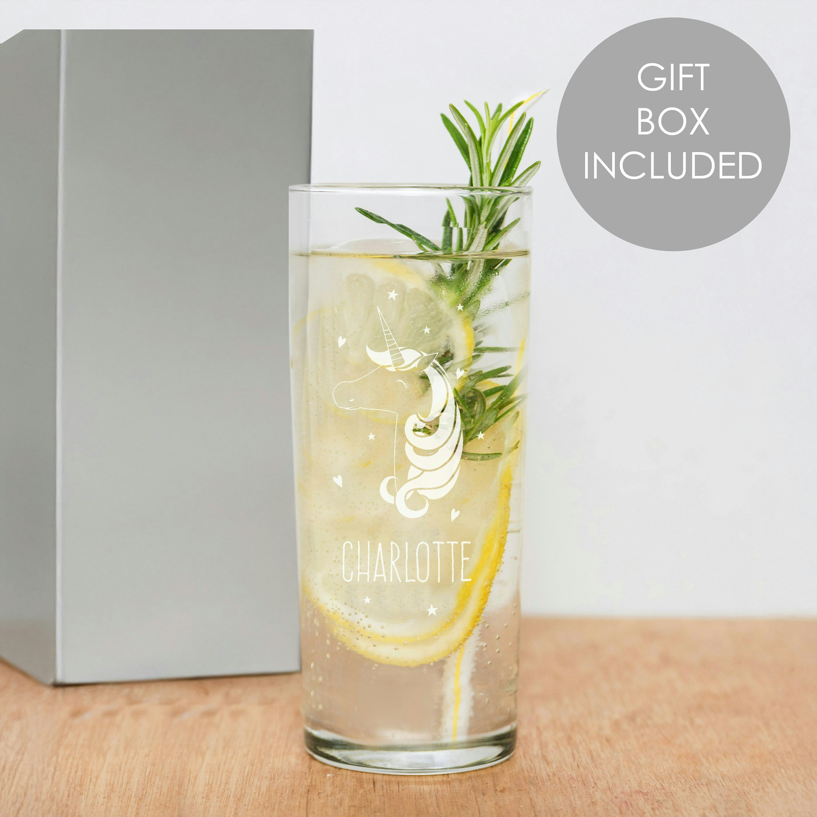 Rackhams Personalised Unicorn Engraved Hi Ball Glass