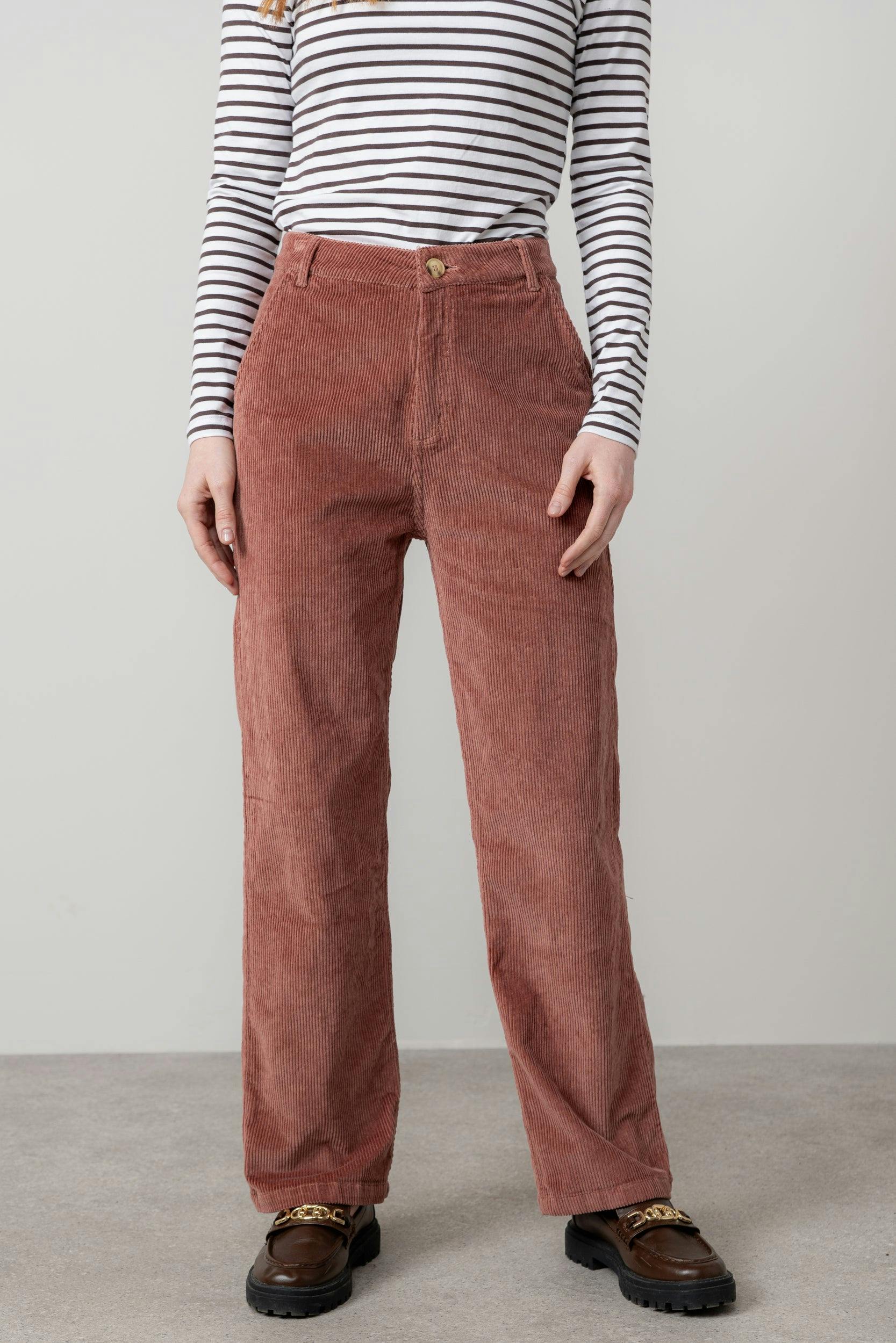 Lily & Me Strachan Stretch Cord Wide Leg Trouser Antique Rose - Regular - 14 - Antique Rose