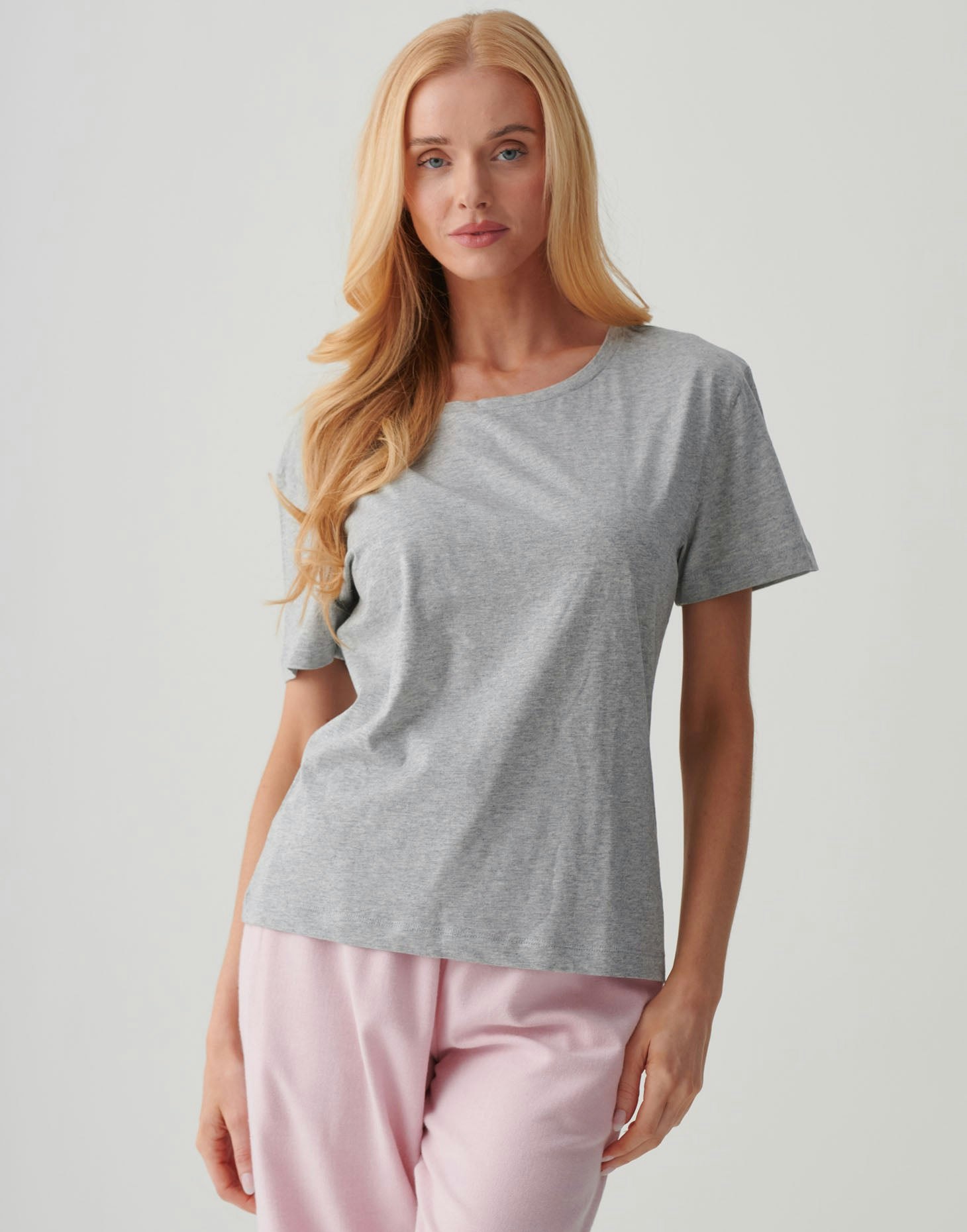 British Boxers Women's Grey Organic Cotton Scoop Neck T-Shirt - Heather - Large