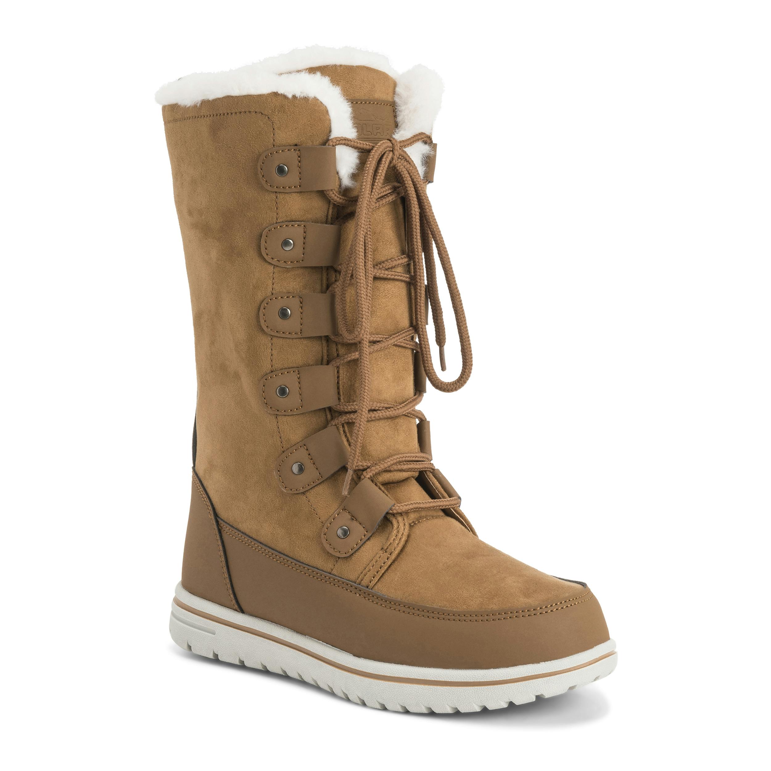 Viva Women's Polar Boot Fleece Lined Snow Winter Hiking Durable Ankle Boots - 6 - Tan Suede