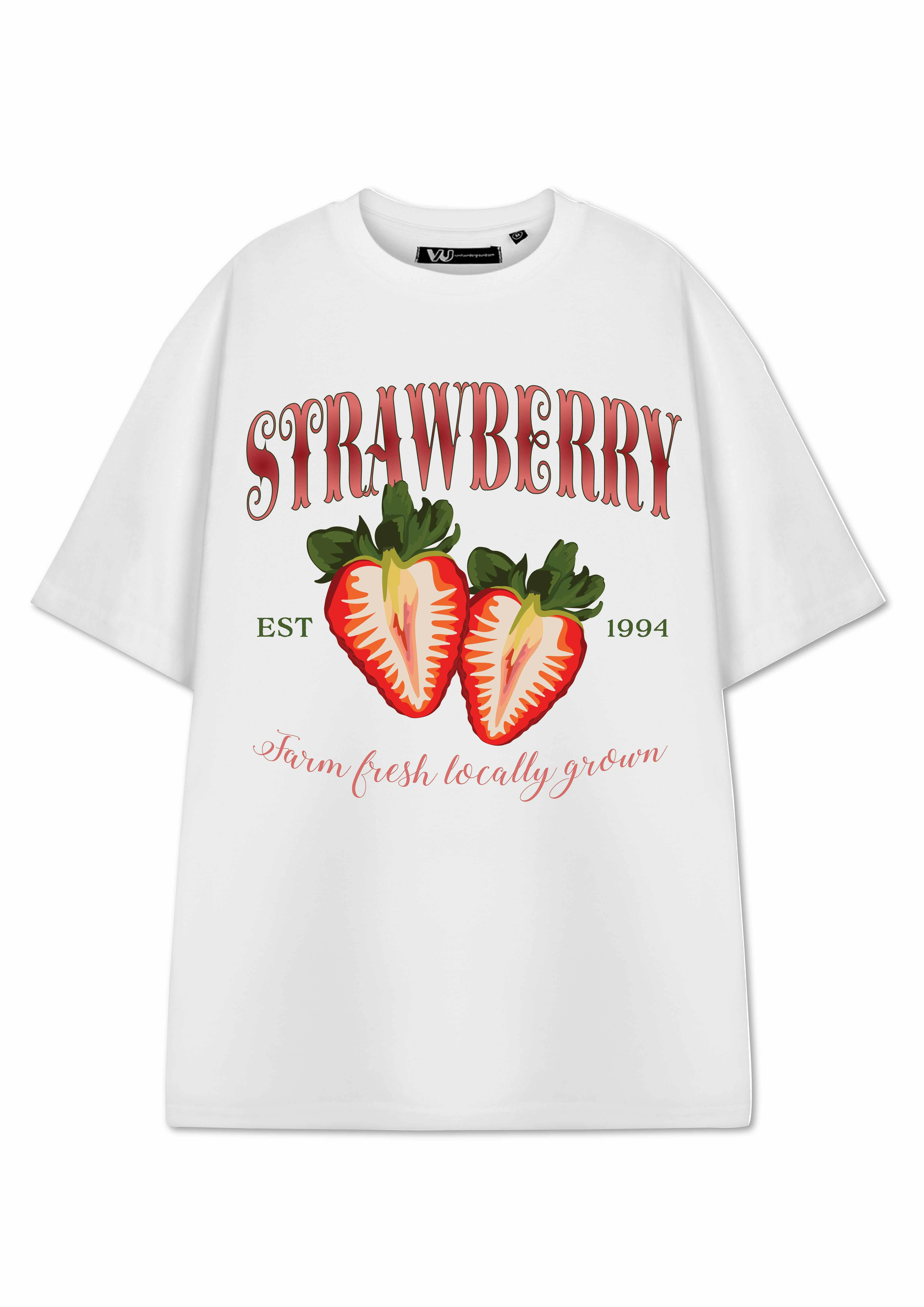Vanilla Underground Women's White Show Me The Merch Strawberry Short Sleeved T-Shirt - Small