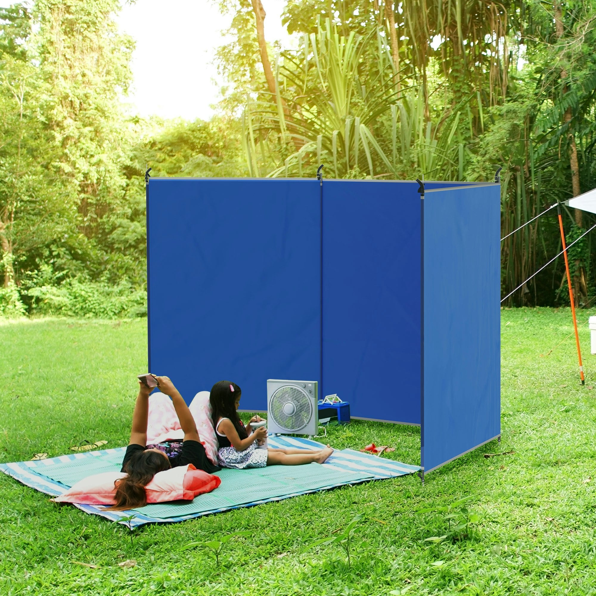 Outsunny Light Camping Windbreak Portable Wind Blocker Privacy Wall, 4.5M X 1.5M - 450Cm X 0.01Cm X 150Cm