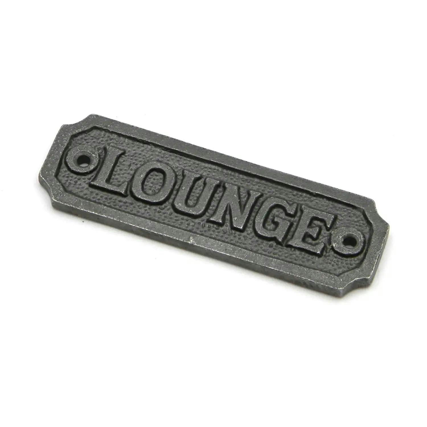 - OakcraftsAntique Cast Iron 'lounge' Door Sign108mm X 35mm - Image 2
