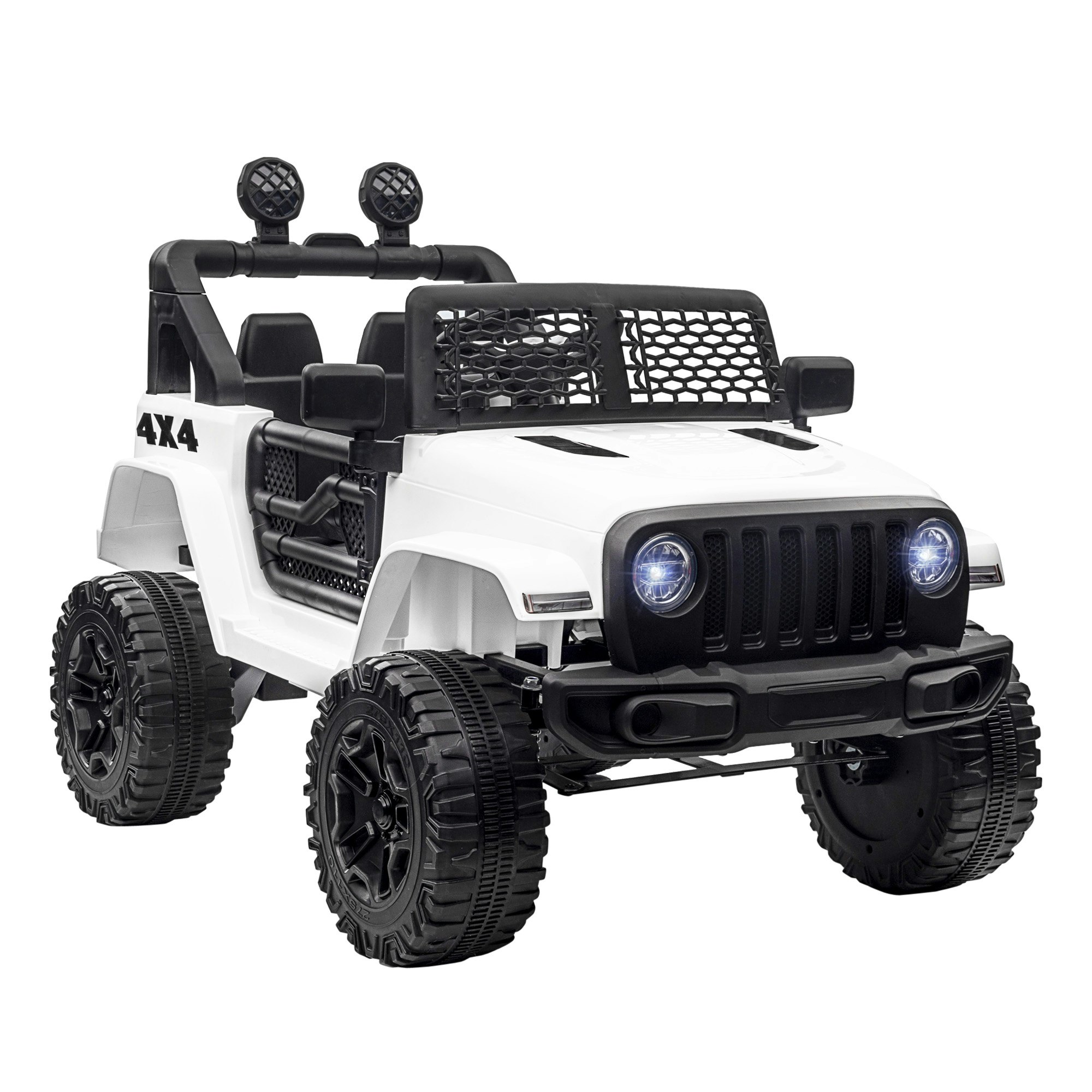Homcom White 12V Kids Electric Ride On Car Truck Off-Road Toy W/ Remote Control Size 12