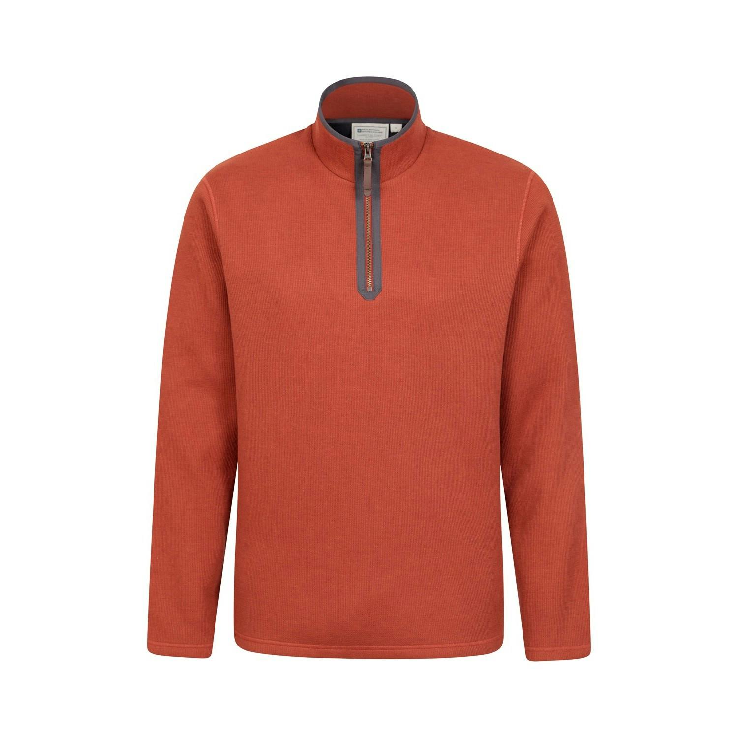 Mountain Warehouse Men's Beta Contrast Zip Top - Rust - Xxs - Rust - 60% Cotton/40% Polyester