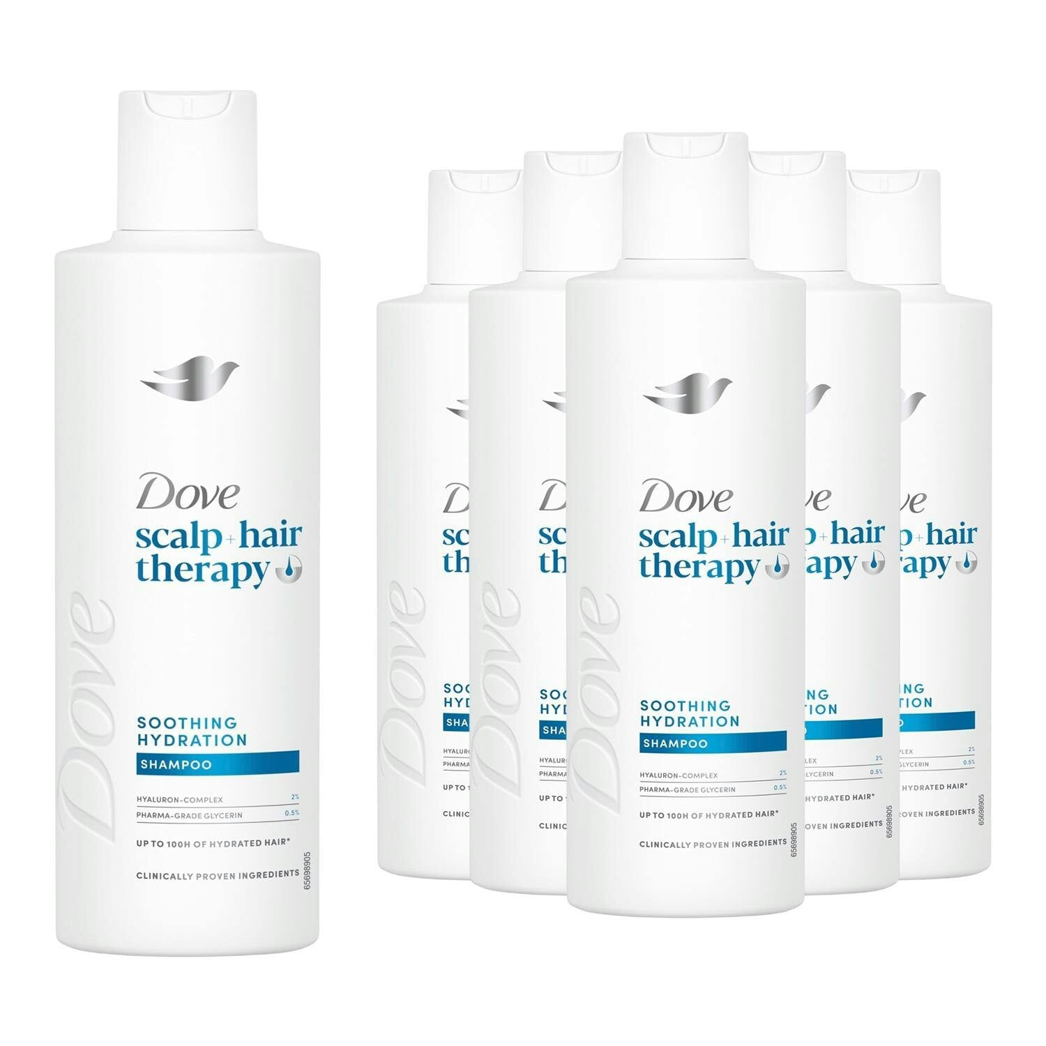 Dove Scalp + Hair Therapy Soothing Hydration Hyaluronic Acid Shampoo 250Ml, 6Pk - White - Image 4